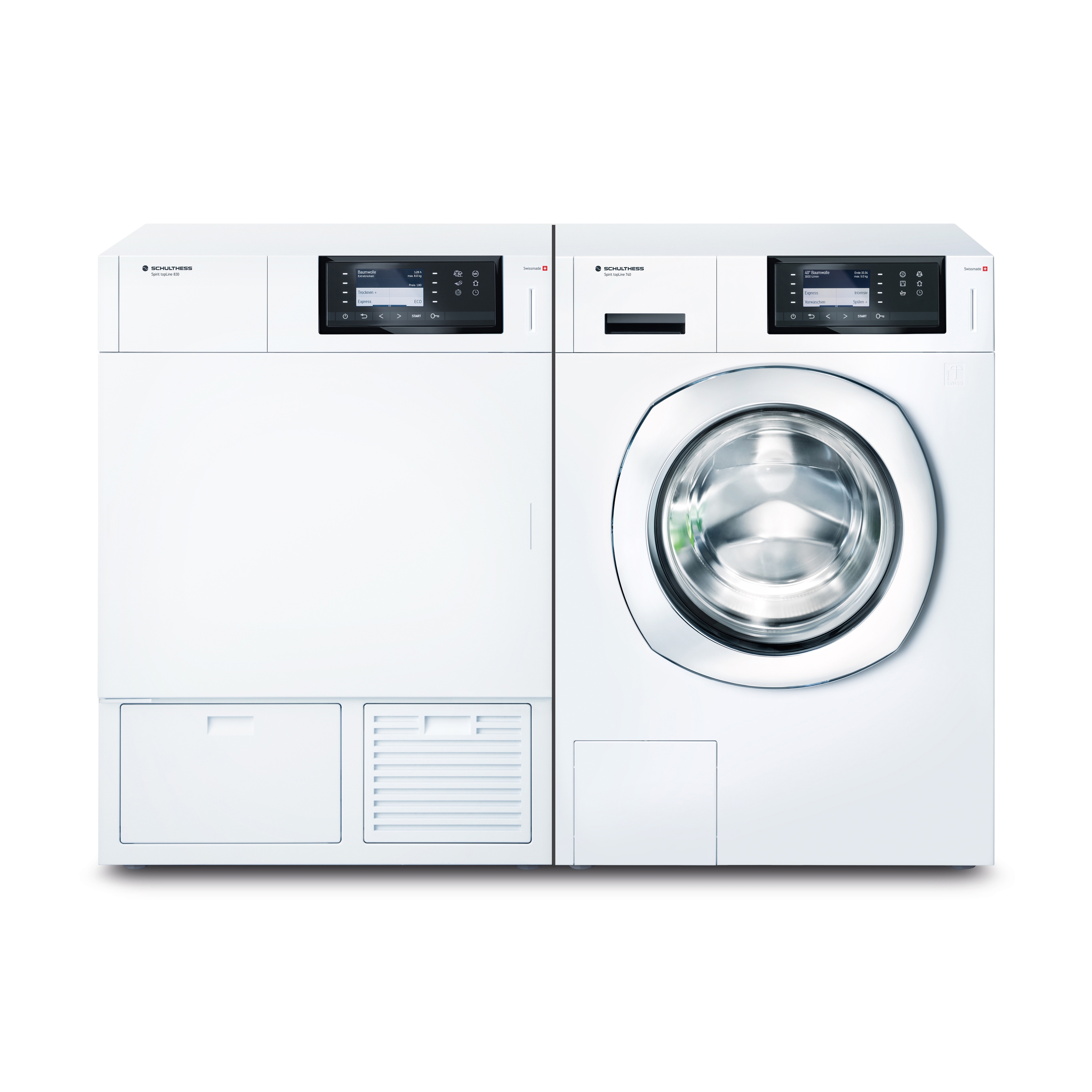 Display product Dryer Spirit topLine 830 + Washing machine Spirit topLine 740 from manufacturer Schulthess Maschinen