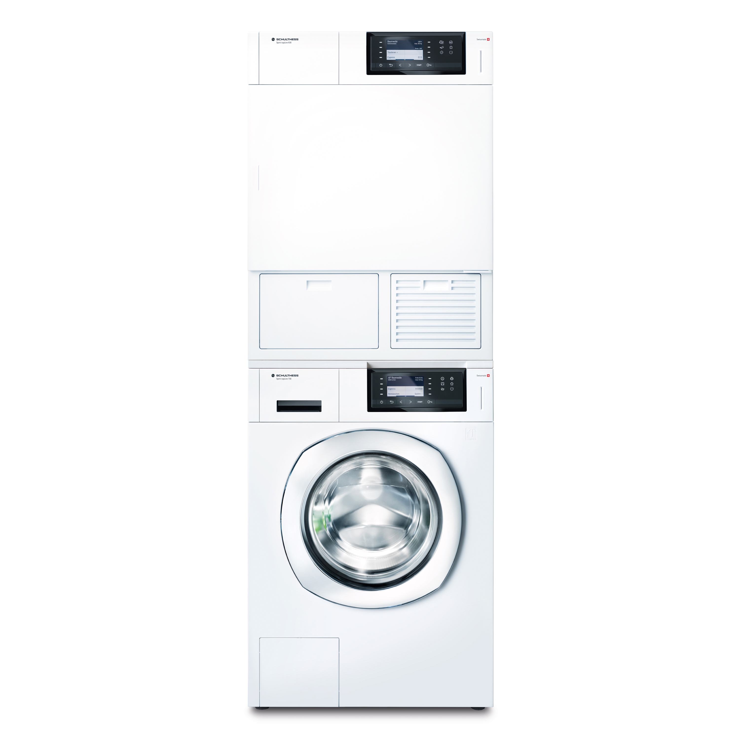 Display product Washing machine Spirit topLine 730 + Dryer Spirit topLine 830 turm from manufacturer Schulthess Maschinen