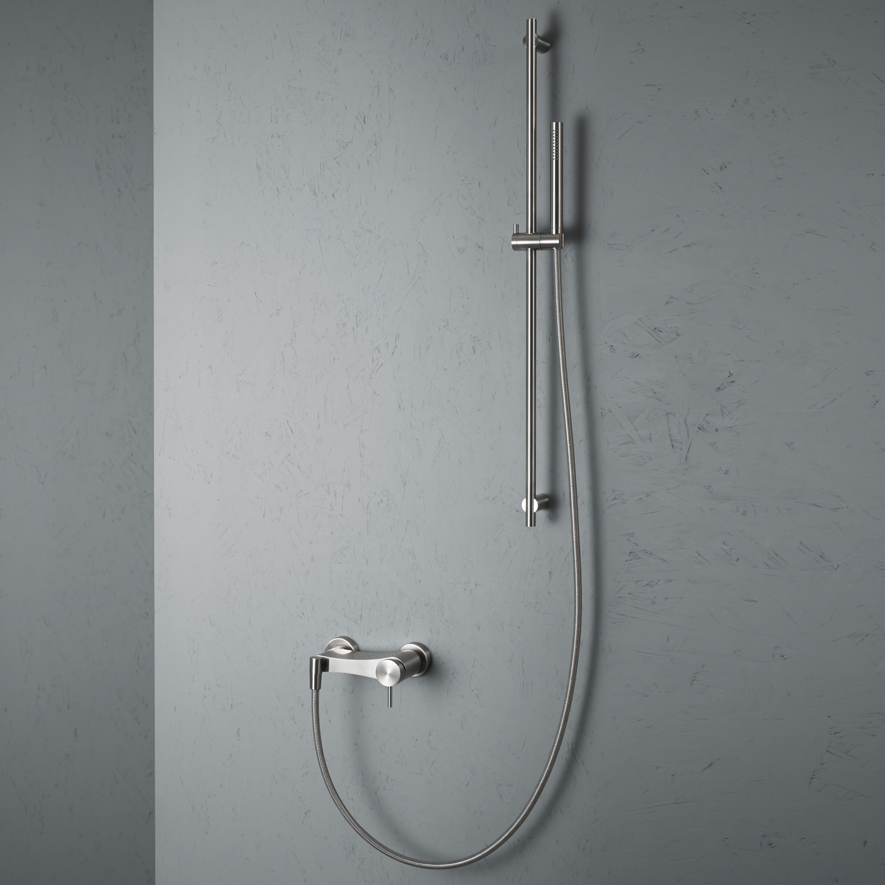 Display product Ottavo | Stainless steel Wall mounted external mixer set from manufacturer Quadrodesign