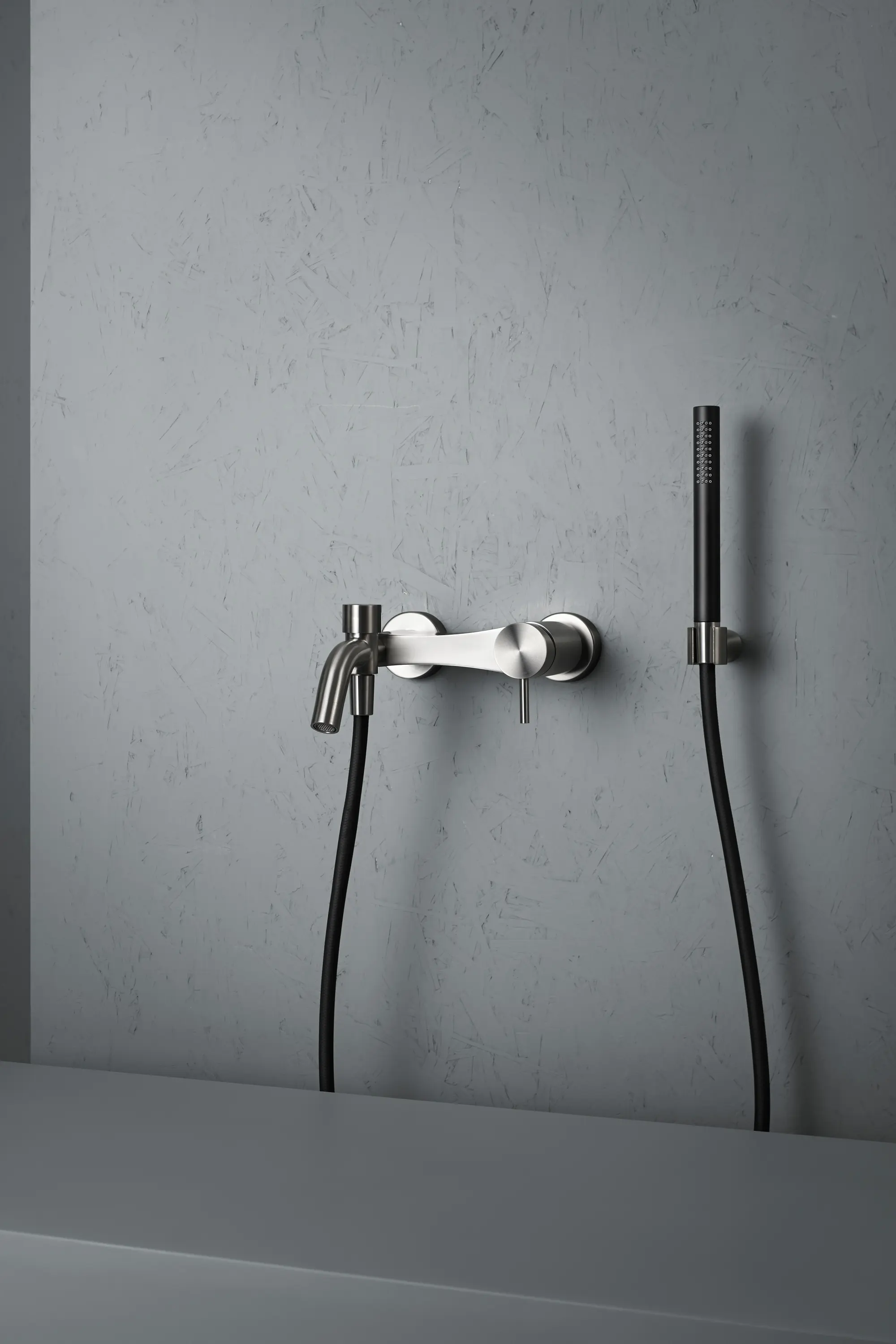 Quadrodesign - Ottavo | Stainless steel Wall mounted external mixer set