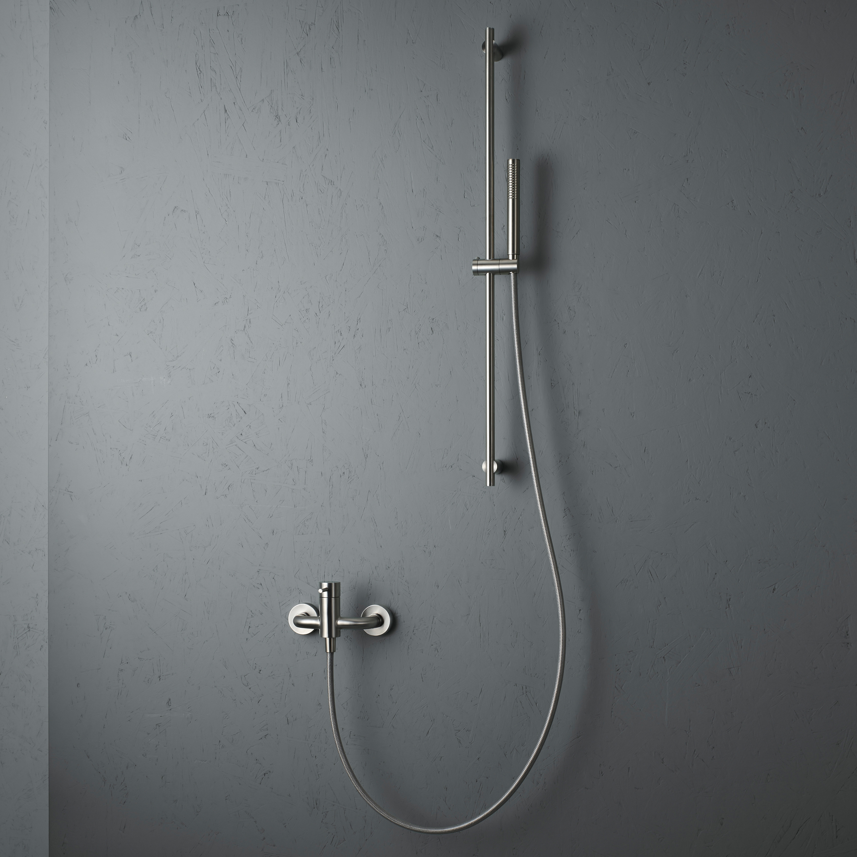 Display product Source | Stainless steel Wall mounted external mixer set from manufacturer Quadrodesign