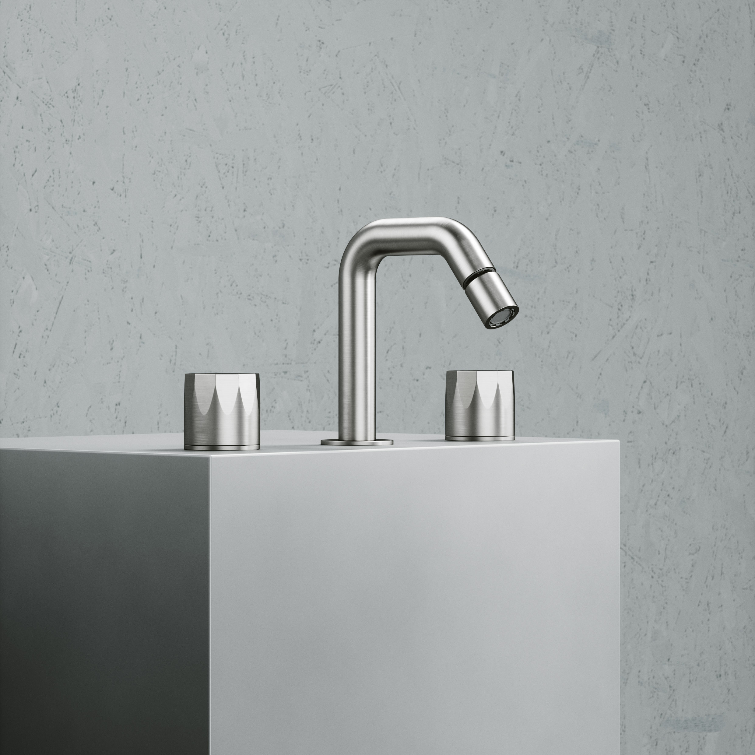 Mostrar el producto Hb | Grupo grifería con 2 llaves individuales con caño orientable. En acero inoxidable. del fabricante Quadrodesign