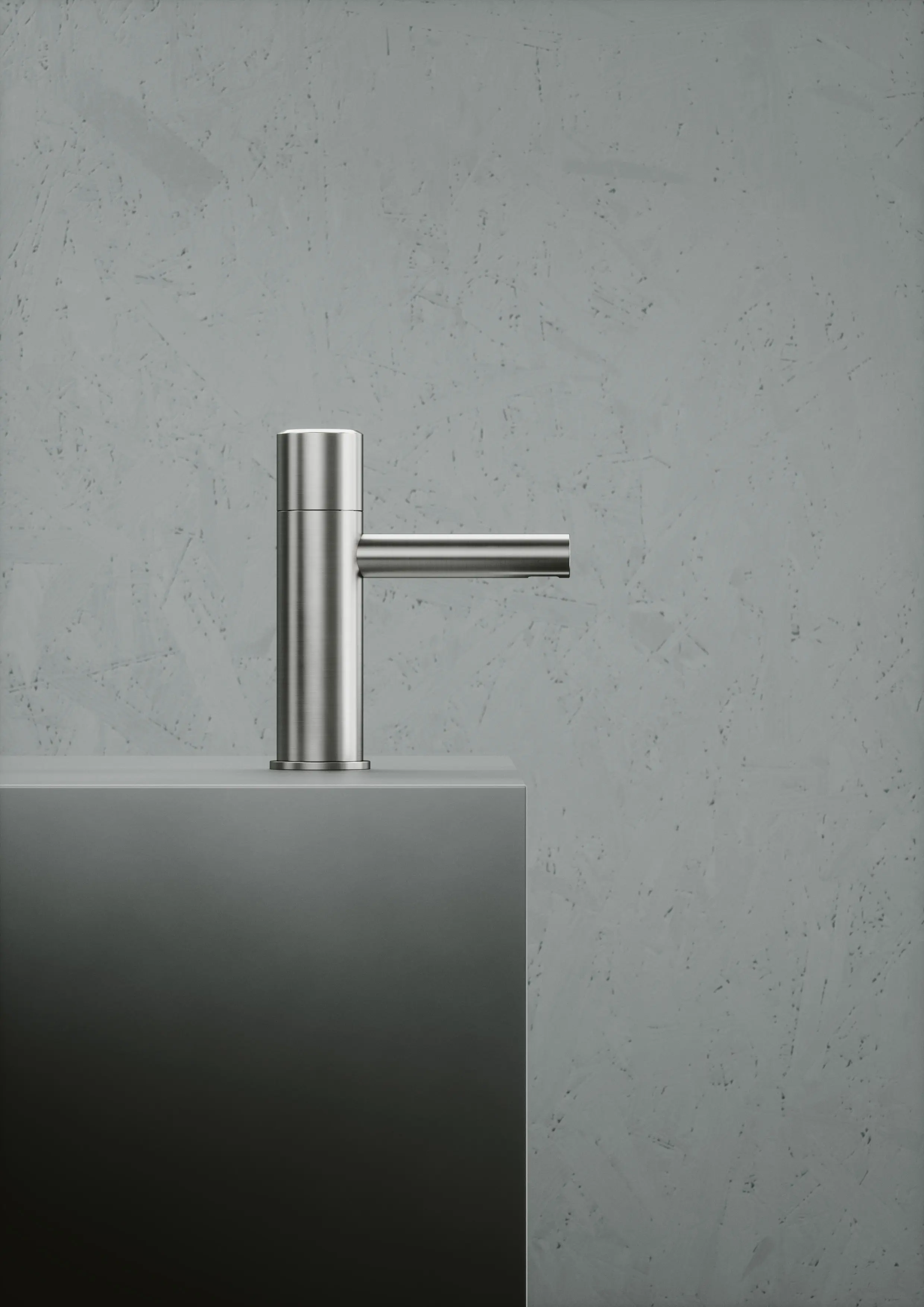 Quadrodesign - Stereo | Mezclador hidroprogresivo monomando. En acero inoxidable.