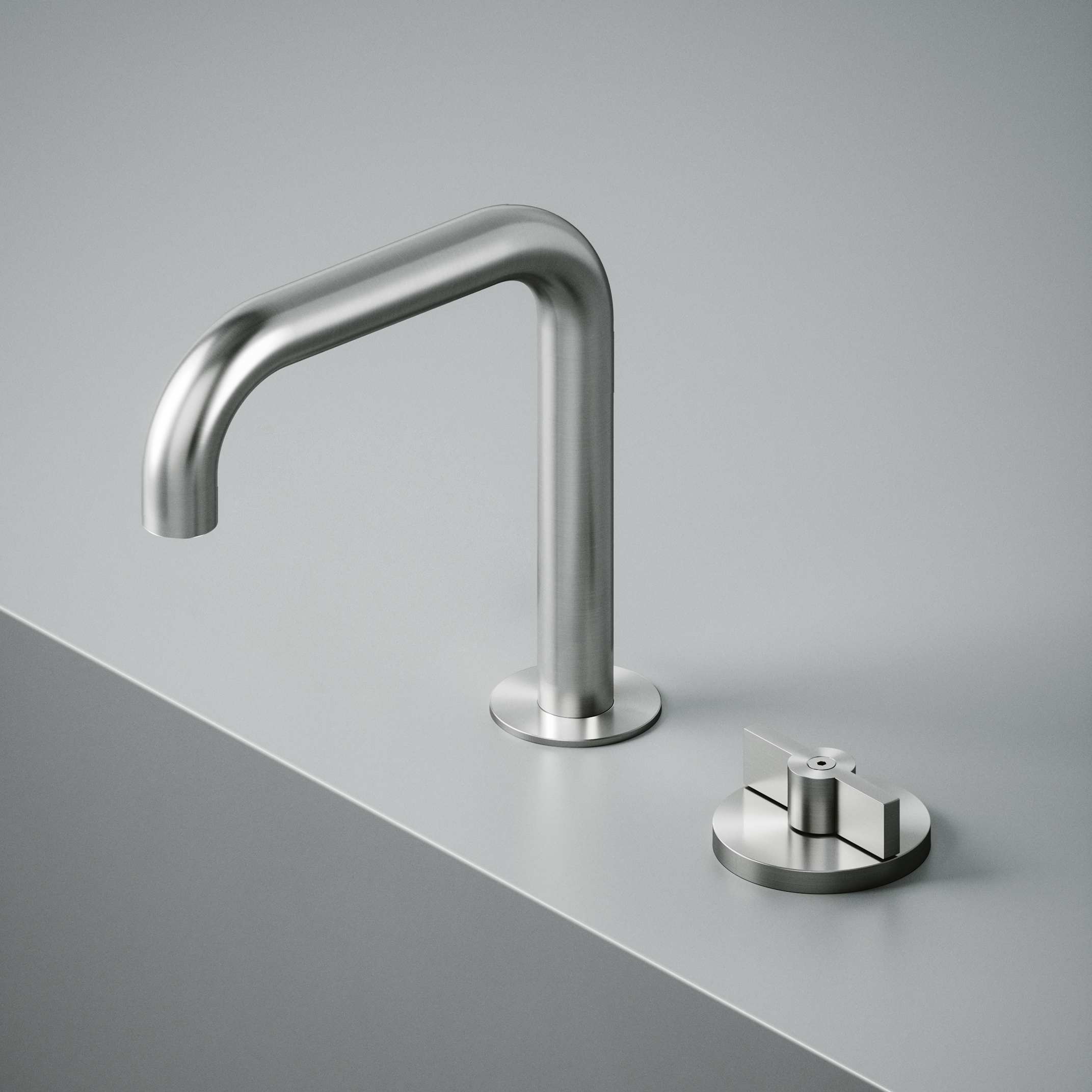 Display product Valvola01 | Two-hole hydroprogressive mixer with swivelling spout from manufacturer Quadrodesign