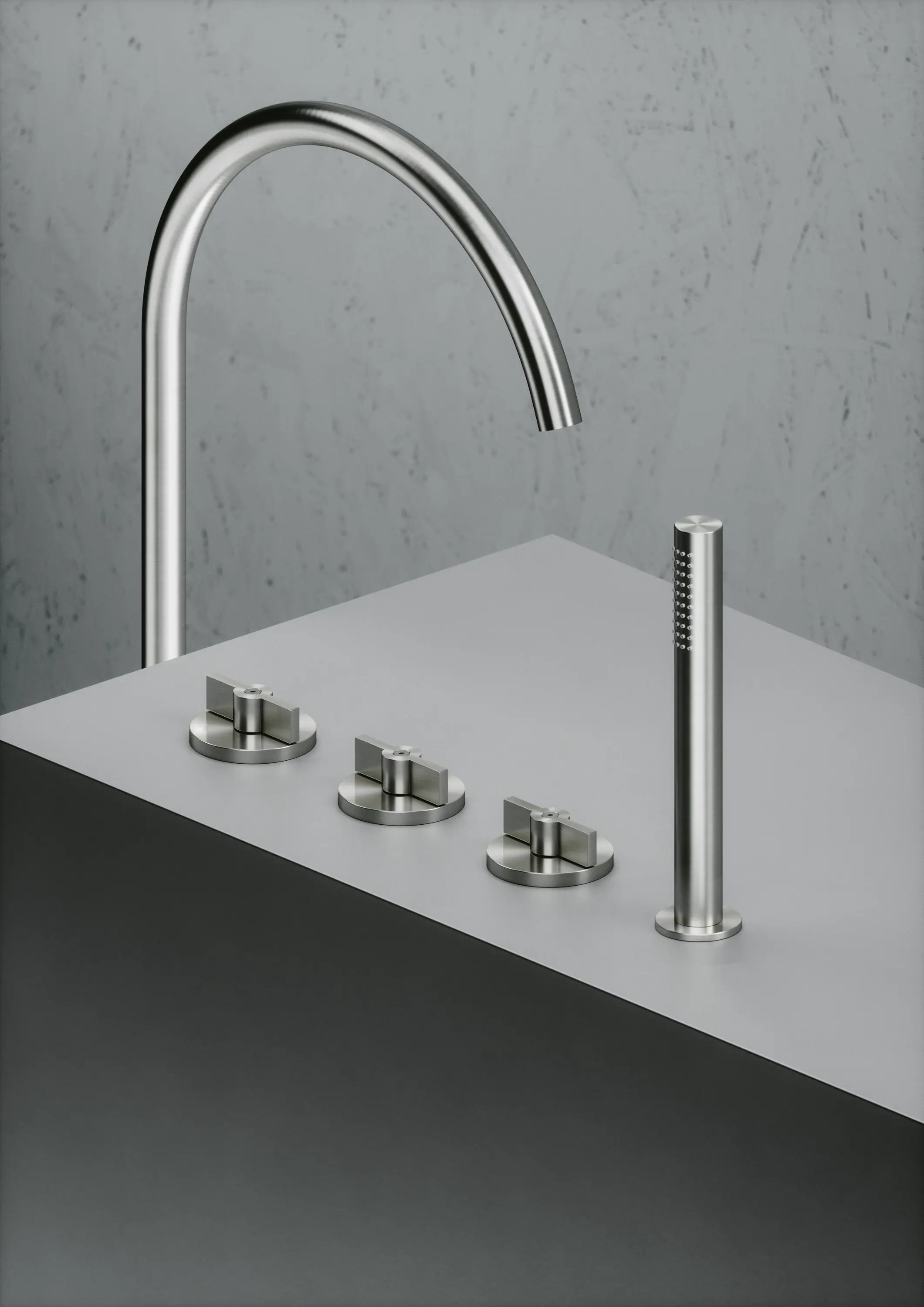 Quadrodesign - Valvola01 | Two hole tap and hydroprogressive mixer with handshower kit