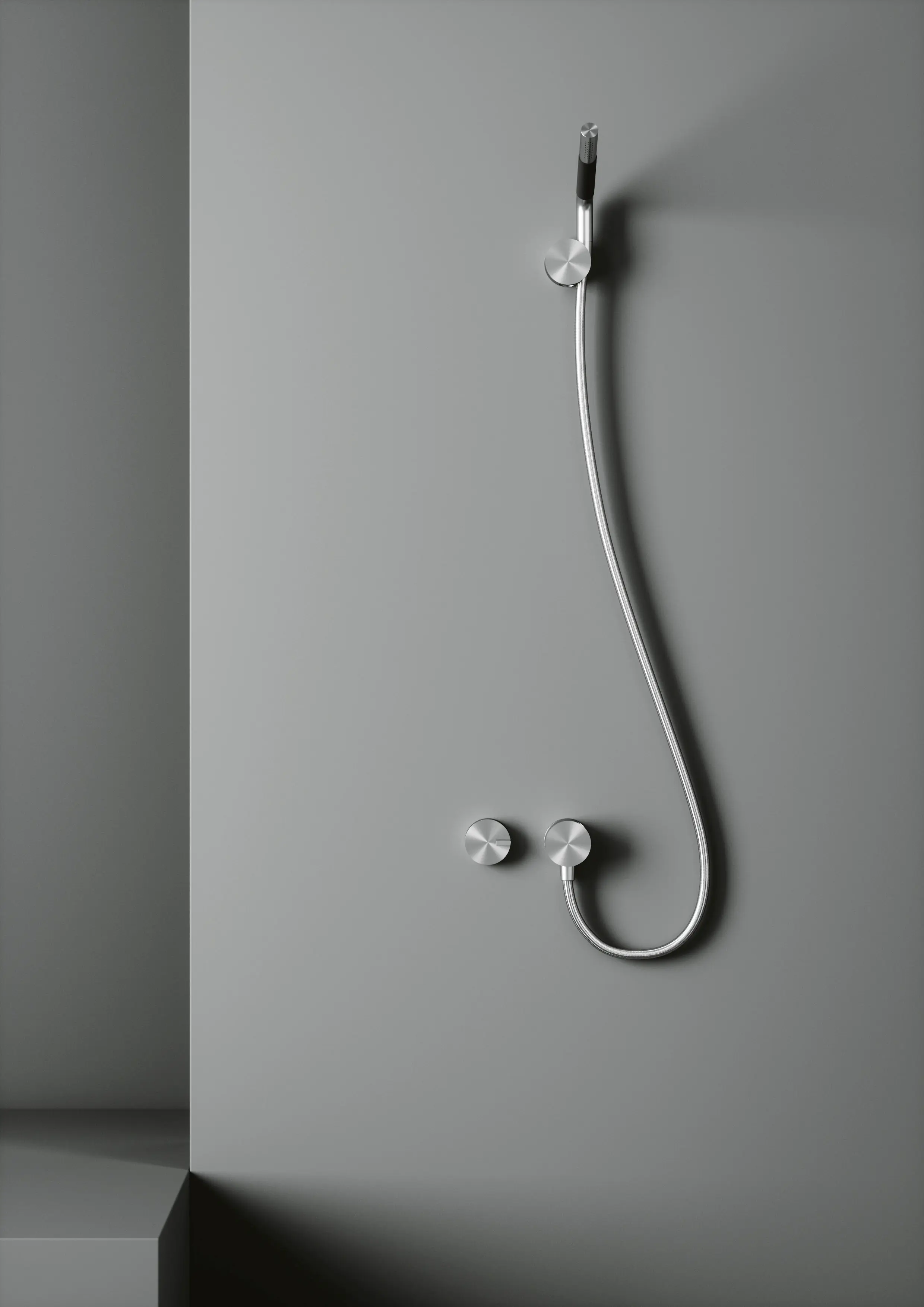 Quadrodesign - Q | Hydroprogressive mixer set for bath/shower with hand shower.