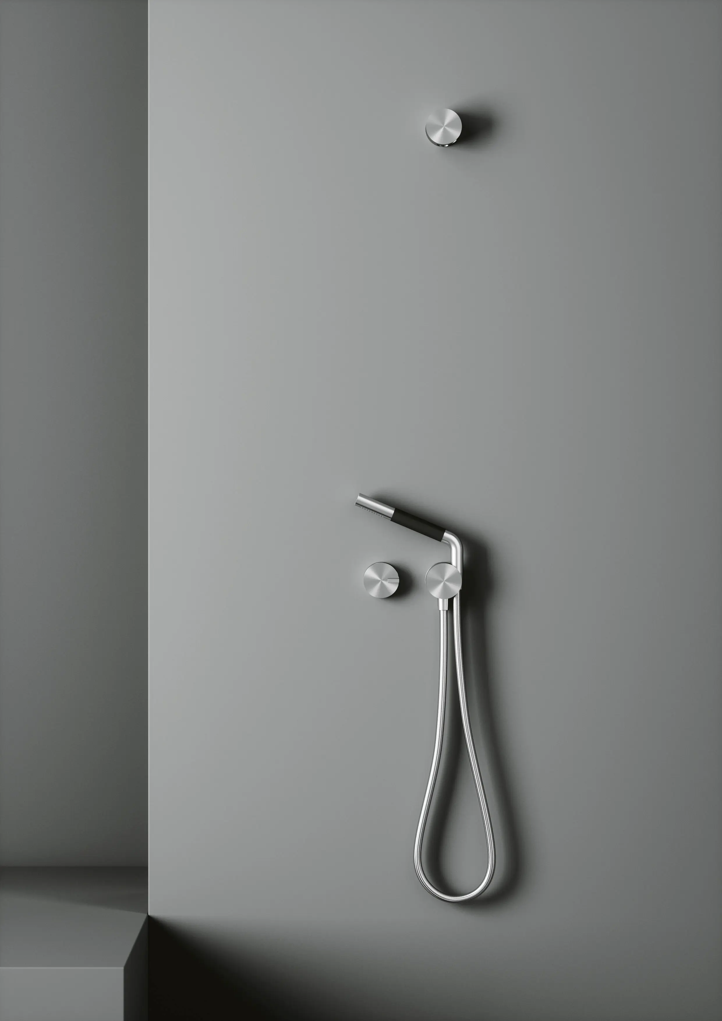 Quadrodesign - Q | Hydroprogressive mixer set for bath/shower with hand shower.