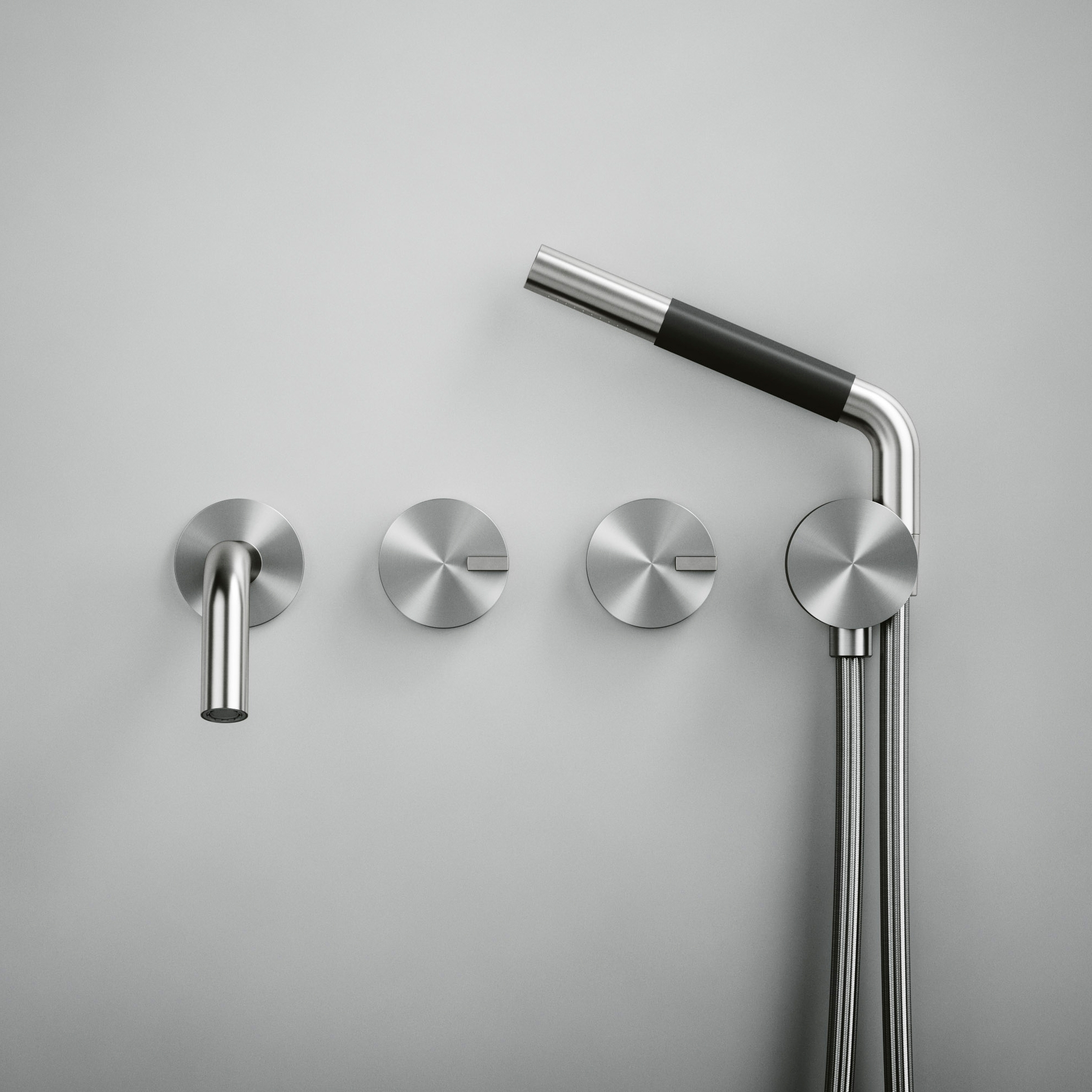 Display product Q | Set of 2 hydroprogressive mixers for bathtub with spout and hand shower. from manufacturer Quadrodesign