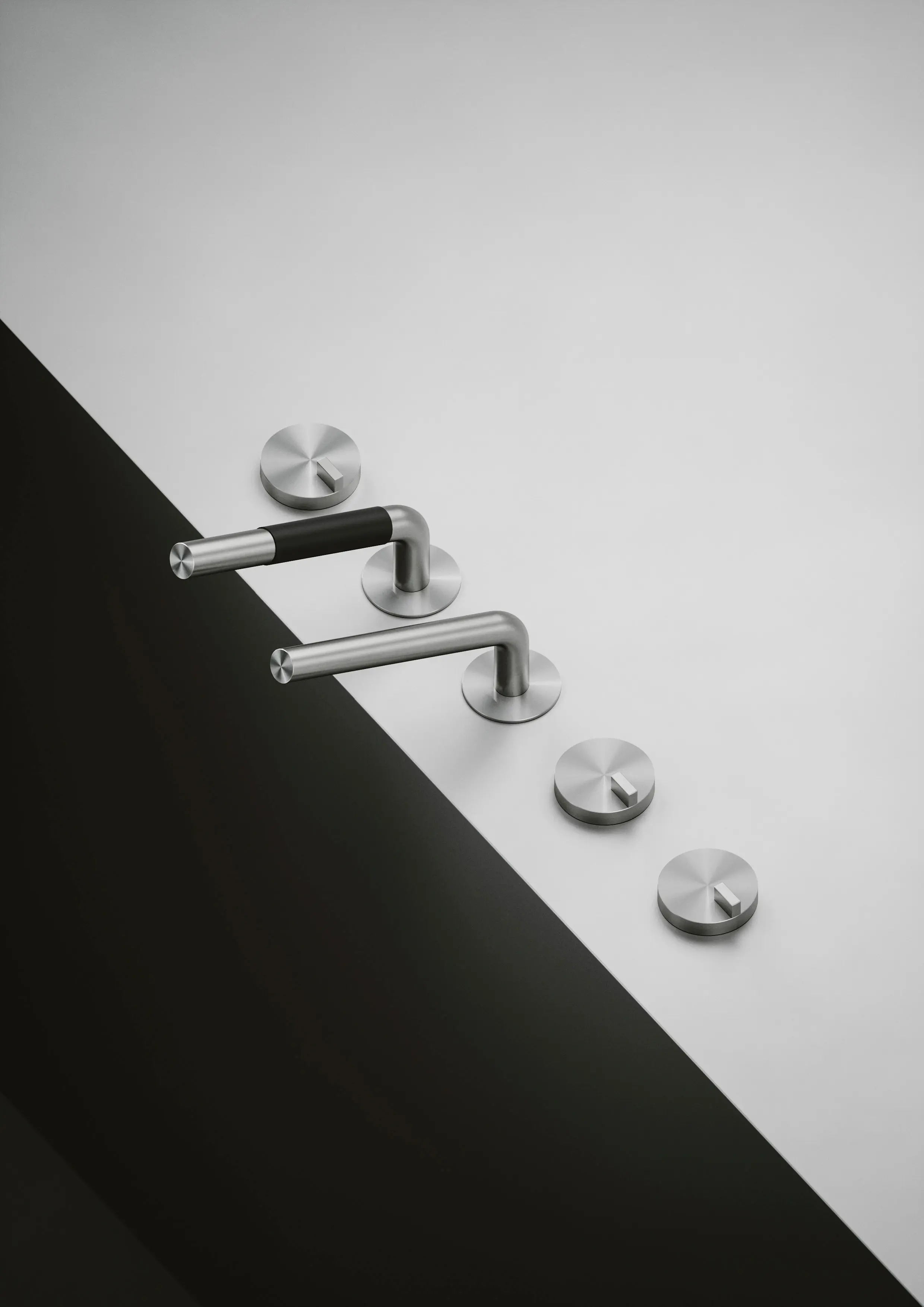 Quadrodesign - Q | Grifo con 2 orificios y mezclador hidroprogresivo con teleducha