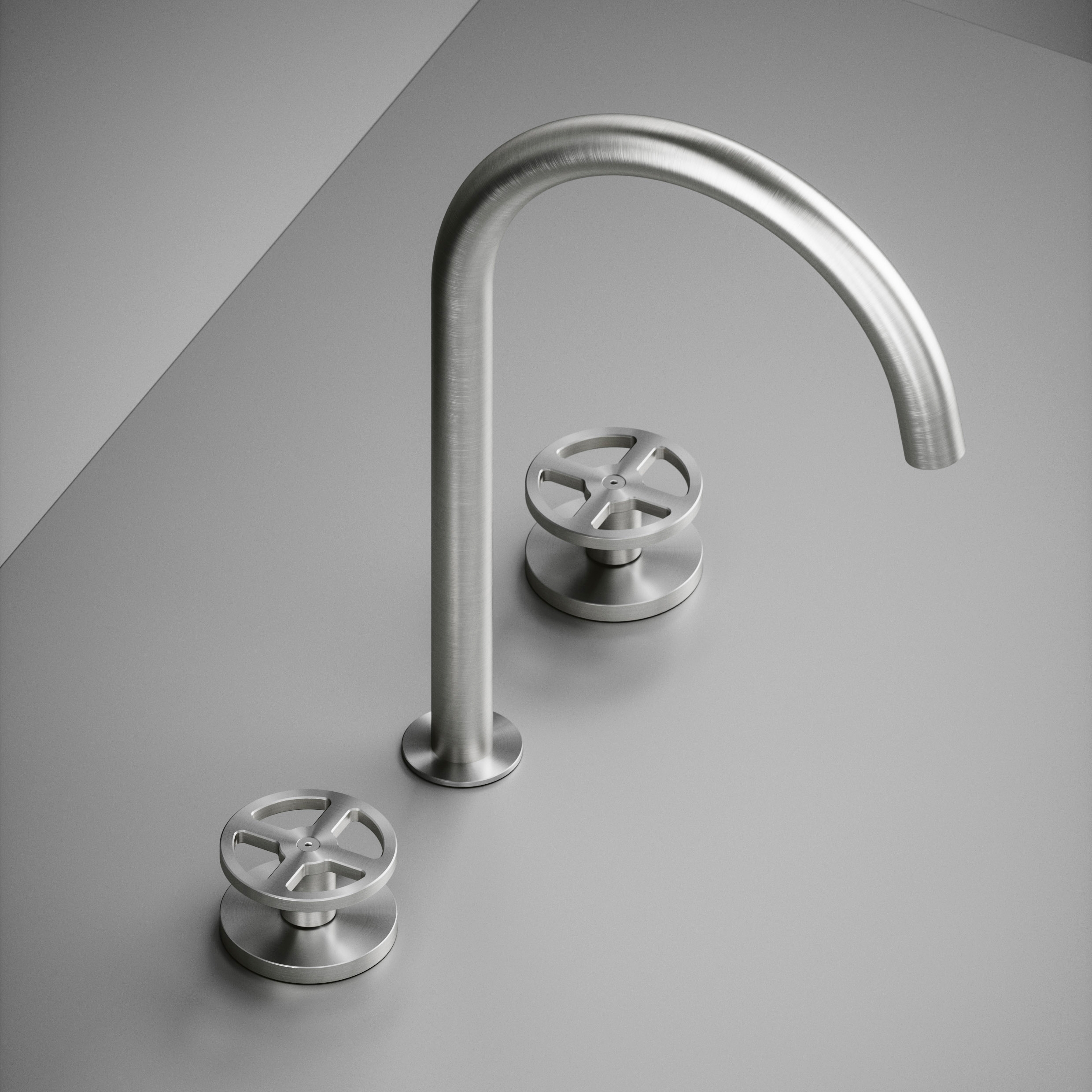Produkt Valvola02 | Dreilocharmatur mit 2 Ventilen und drehebarem Auslauf des Herstellers Quadrodesign anzeigen