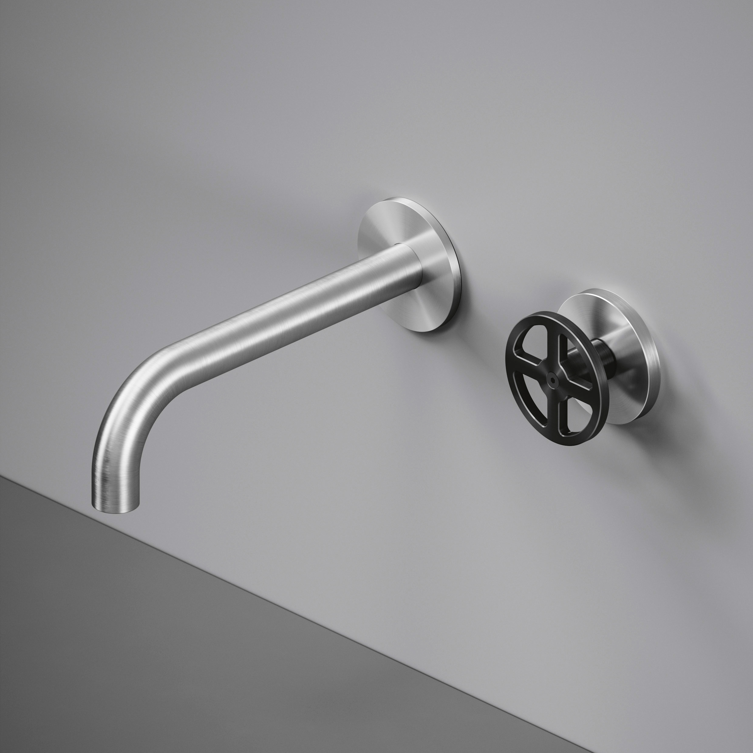 Display product Valvola02 | Wall mounted hydroprogressive mixer with spout from manufacturer Quadrodesign