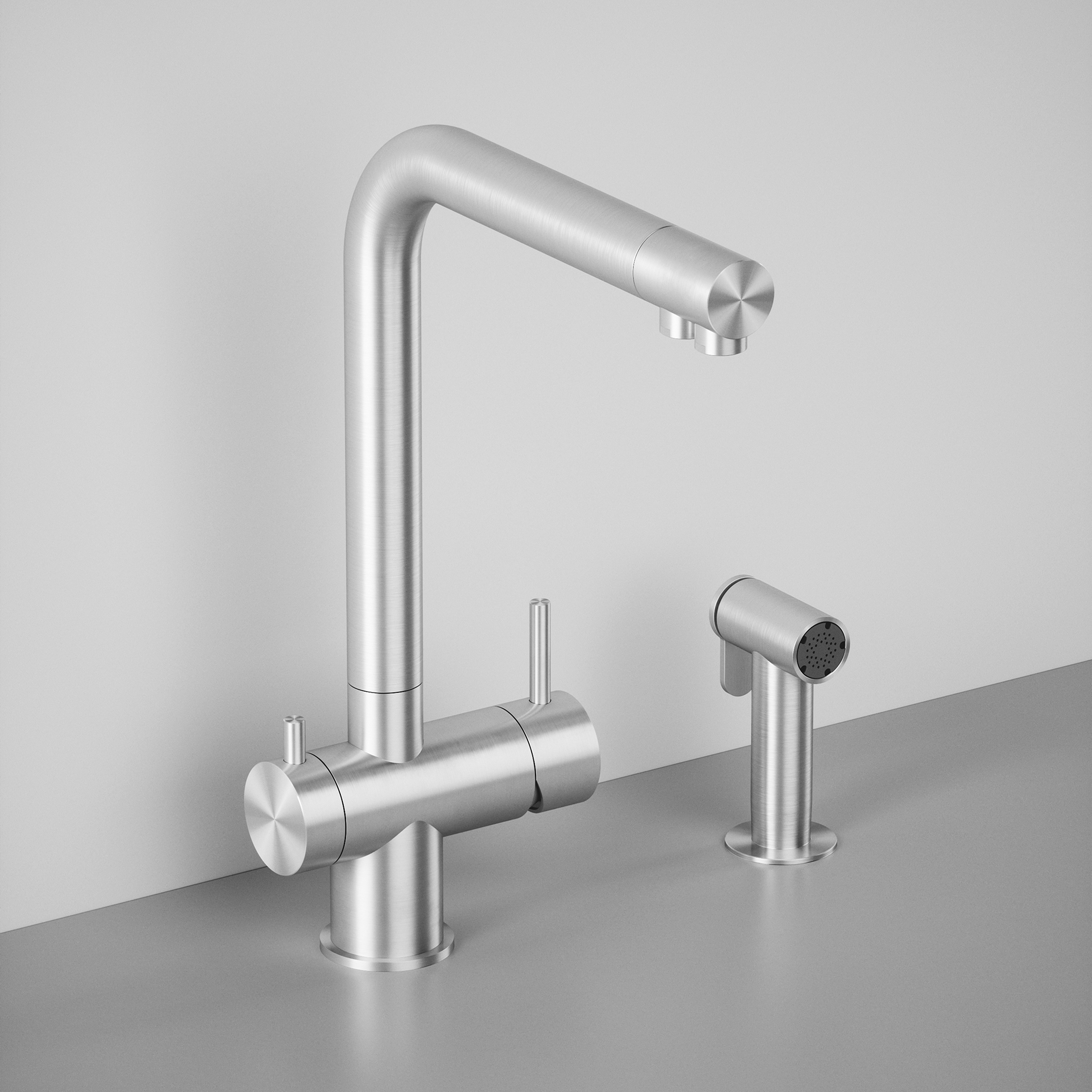 Mostra il prodotto Miscelatore da cucina in acciaio inossidabile AISI316L per trattamento
acque con acque separate e con doccetta estraibile shut-off. del produttore Quadrodesign