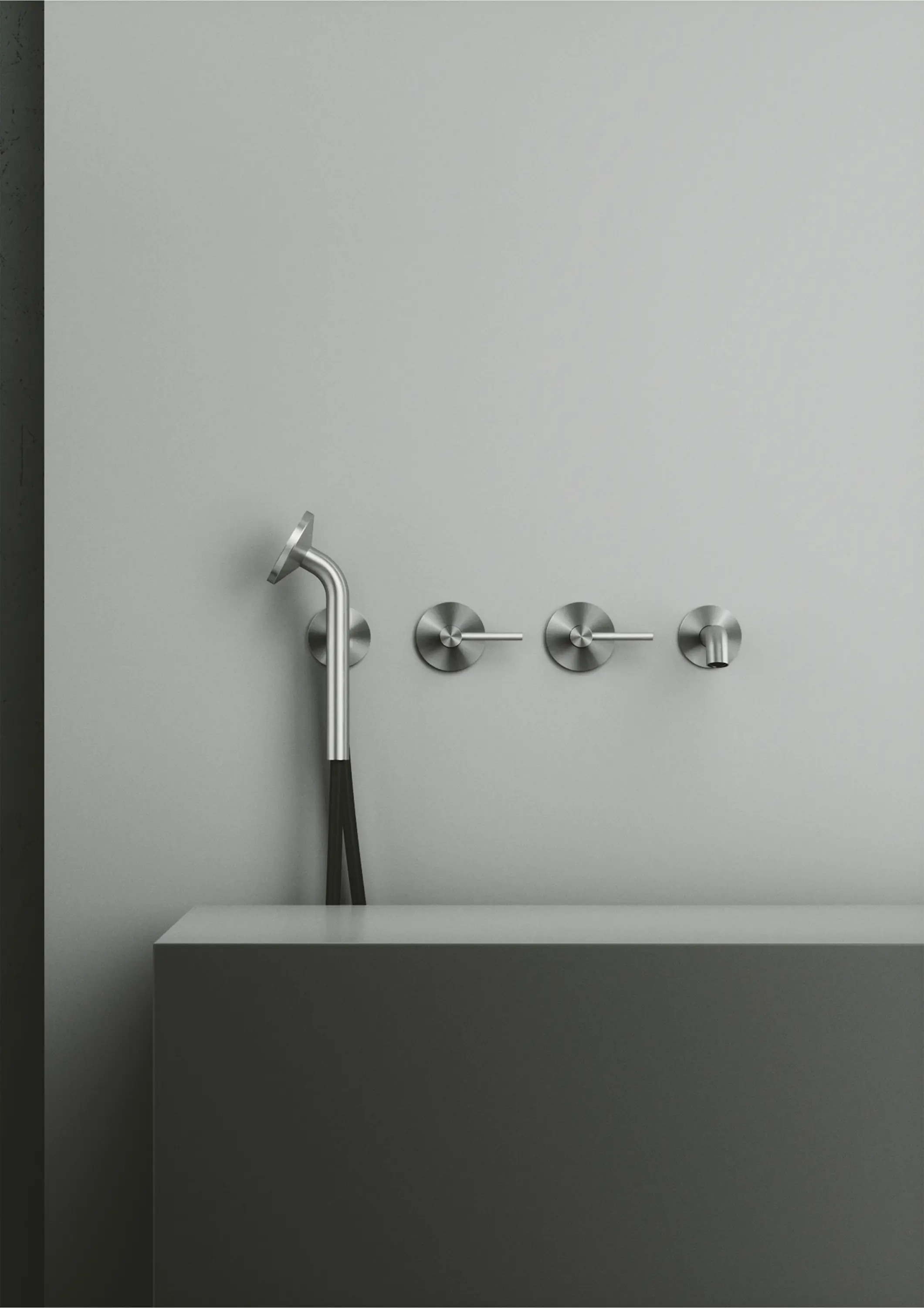 Quadrodesign - FFQT | Wall mounted mixers set with spout and handshower kit