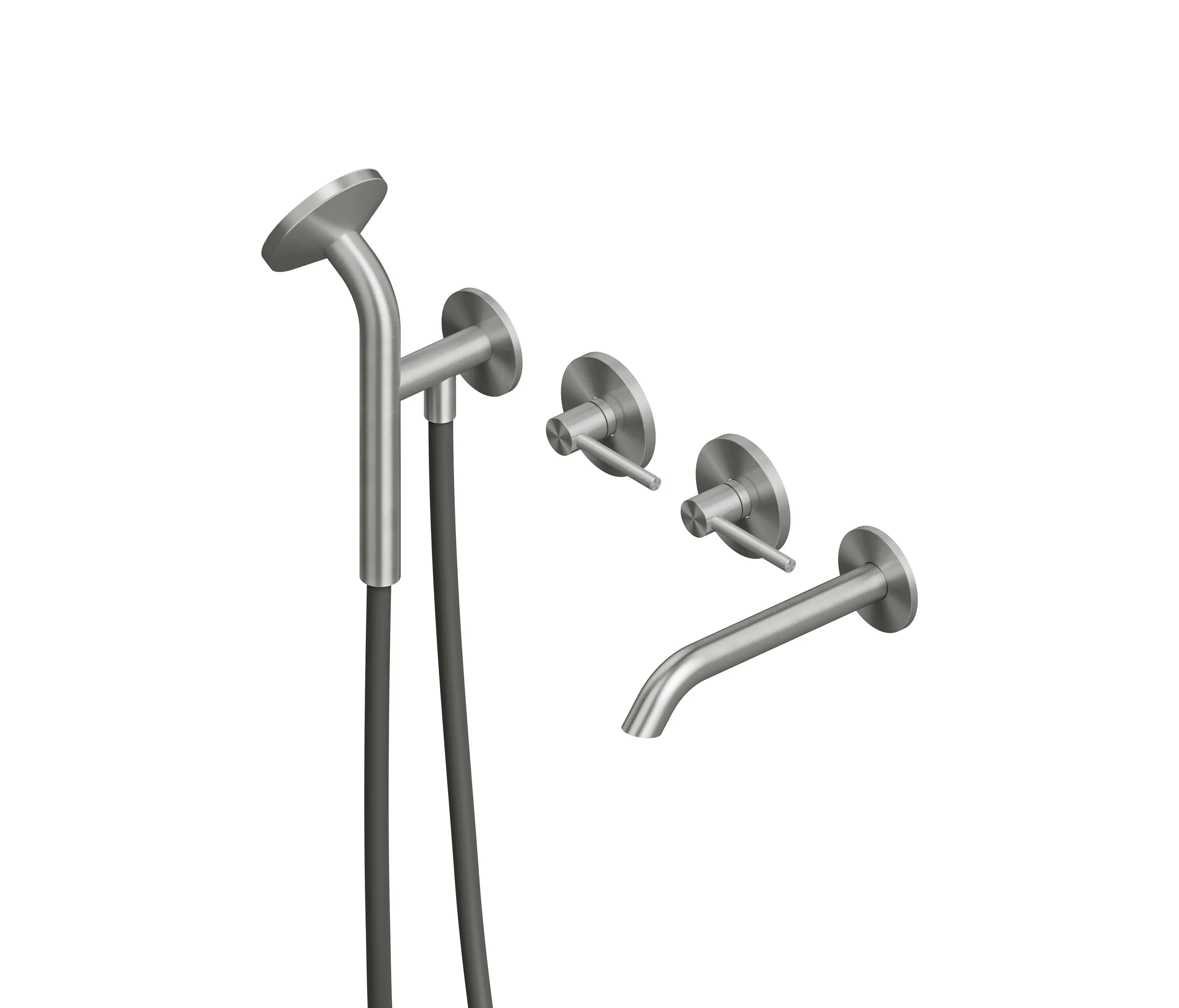 Quadrodesign - FFQT | Wall mounted mixers set with spout and handshower kit