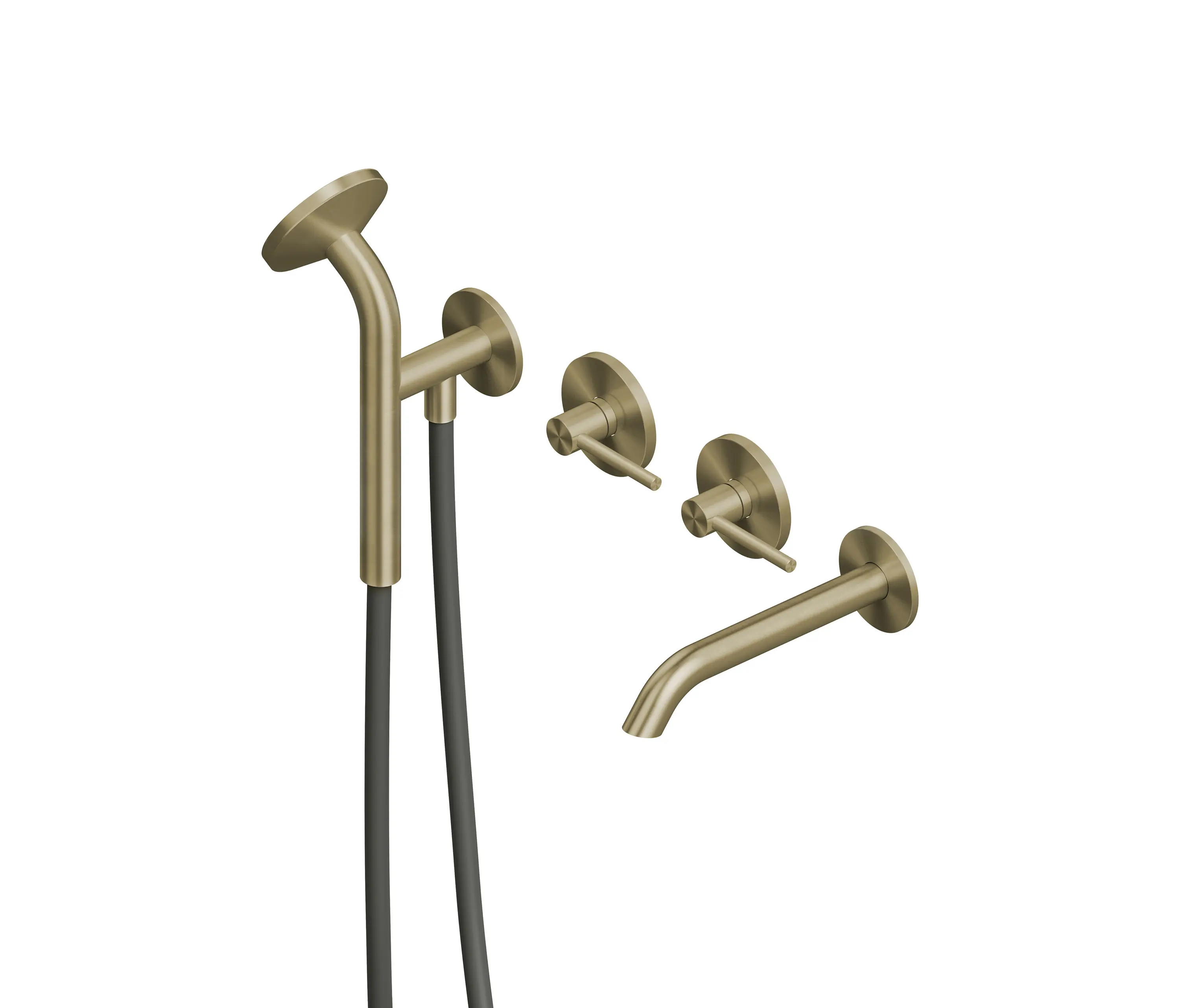 Quadrodesign - FFQT | Wall mounted mixers set with spout and handshower kit