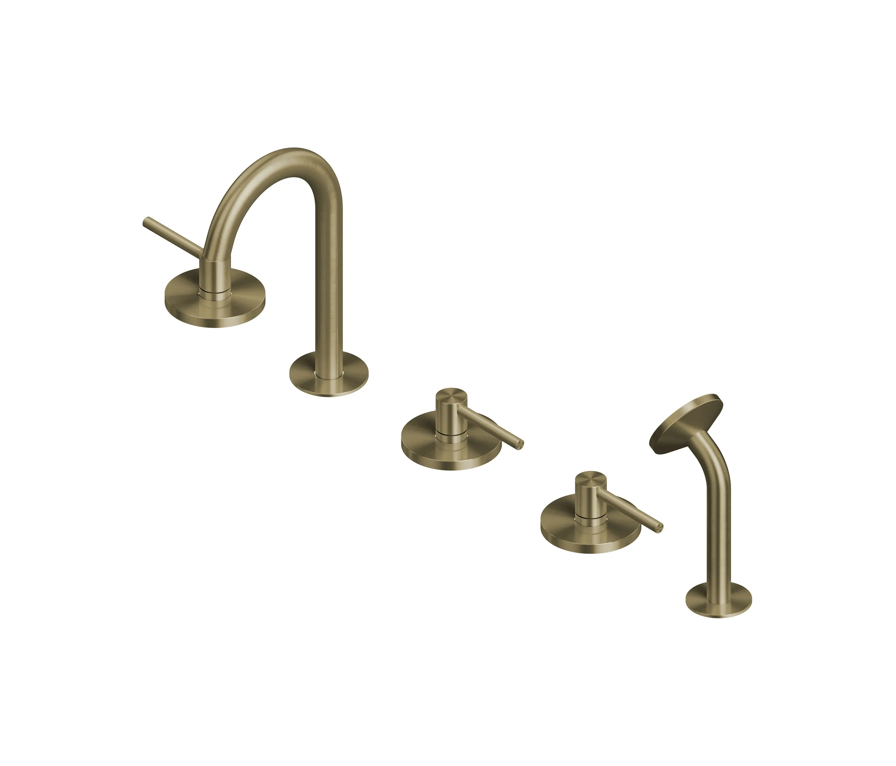 Quadrodesign - FFQT | Mezclador de 3 agujeros con caño y mezclador con kit de ducha