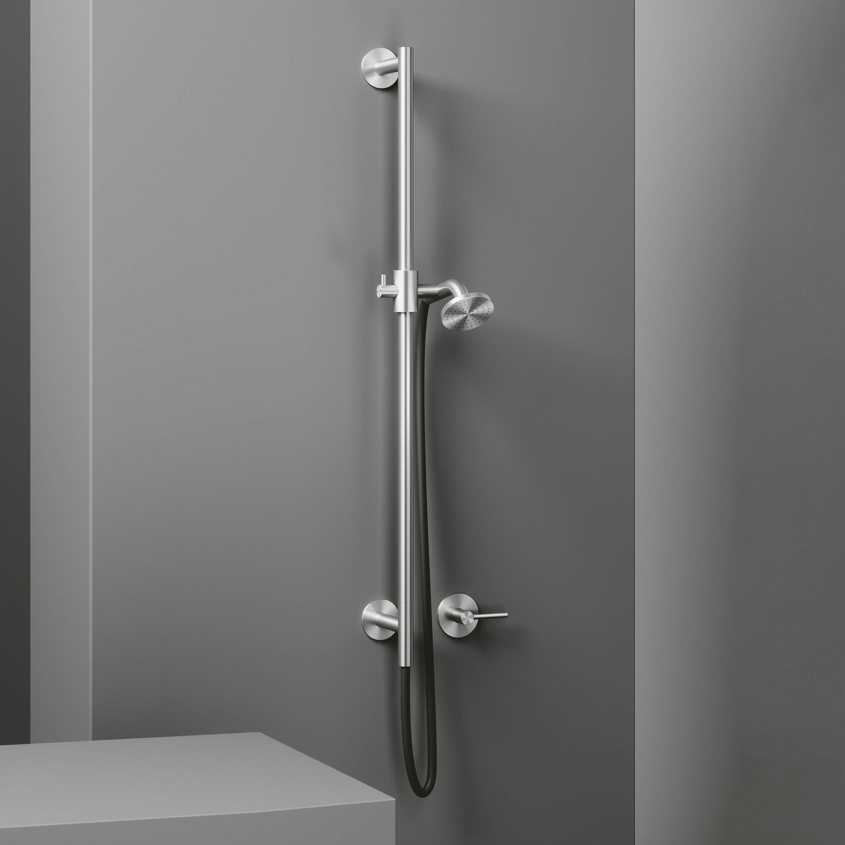 Mostra il prodotto FFQT | Sliding-rail set with integrated water outlet and hand-shower del produttore Quadrodesign