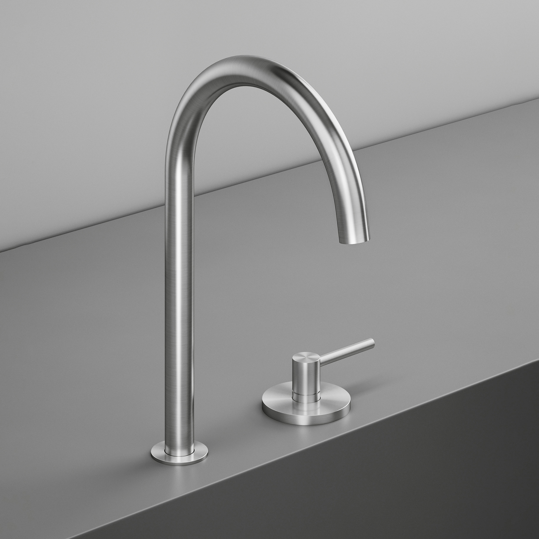 Display product Kitchen Inox | Kitchen sink mixer with remote mixer and swivel spout from manufacturer Quadrodesign