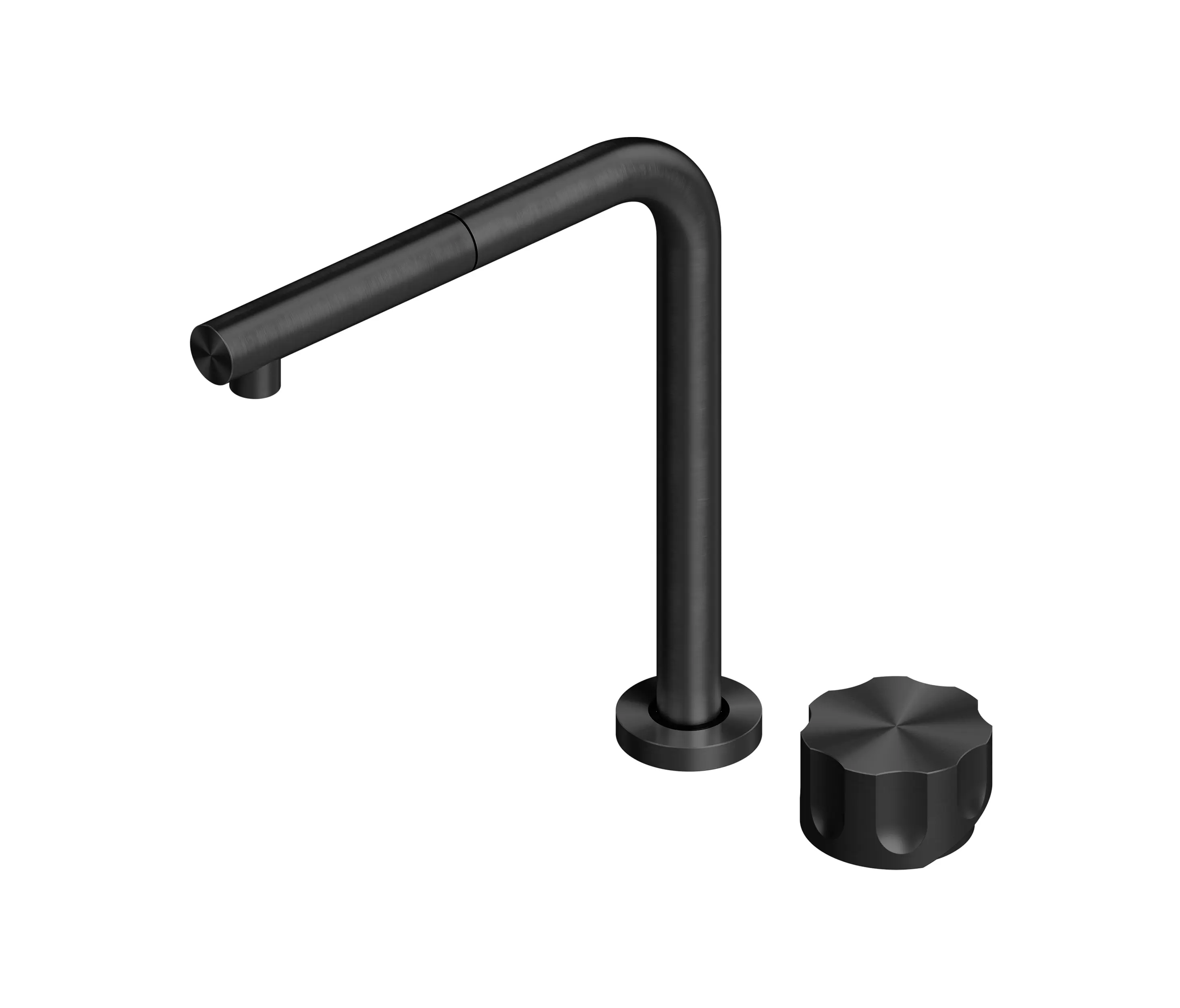 Quadrodesign - Kitchen Inox | Mitigeur cuisine avec commande separé et bec pivotant, extractable et retractable. Aussi disponible avec le bec non retractable