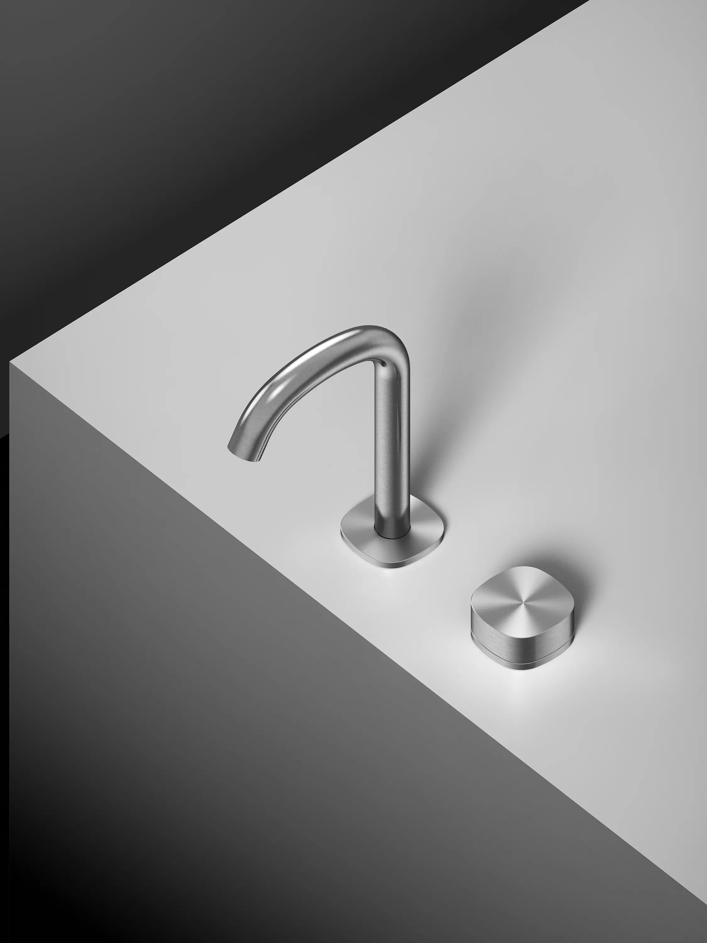 Quadrodesign - Super | Progressive two-hole countertop mixer group with swivel spout