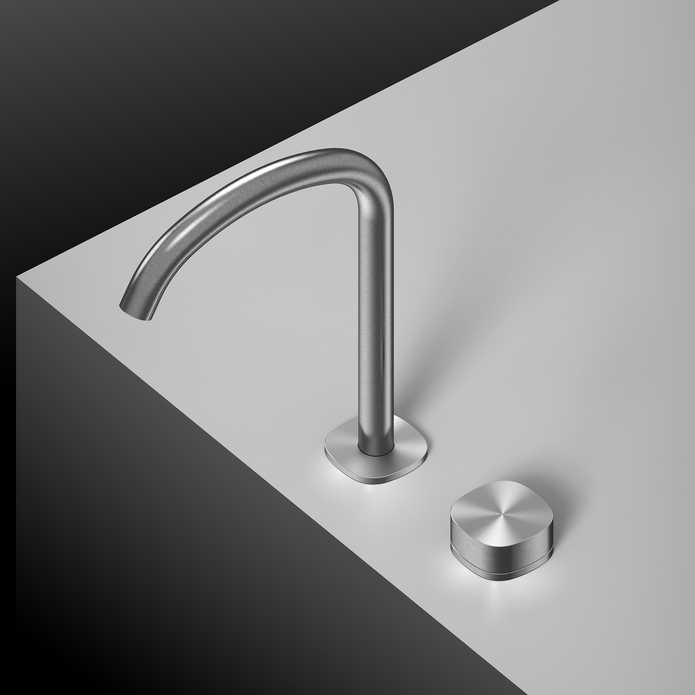Display product Super | Progressive two-hole countertop mixer group with swivel spout from manufacturer Quadrodesign