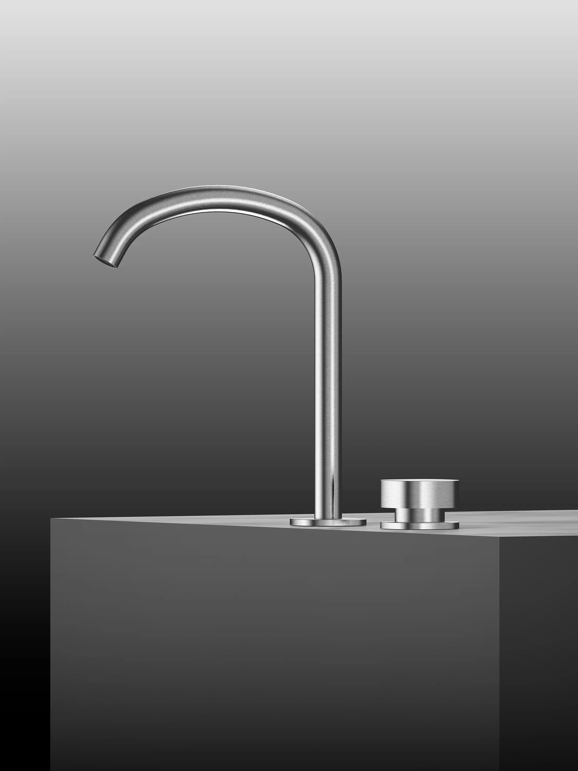 Quadrodesign - Super | Traditional two-hole countertop mixer group with swivel spout