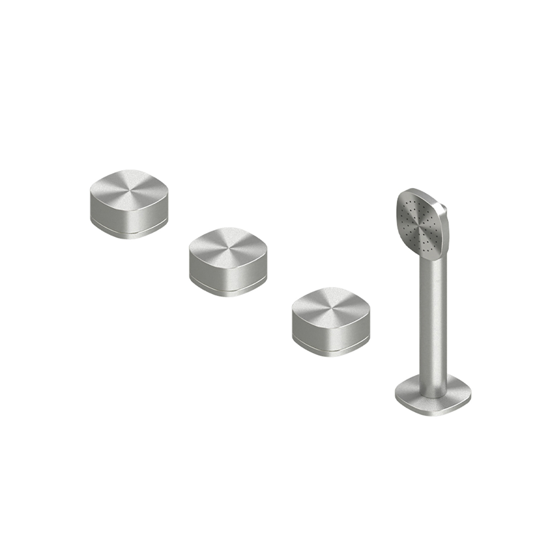 Display product Super | Three hole edge bath tap and progressive mixer with shower kit from manufacturer Quadrodesign