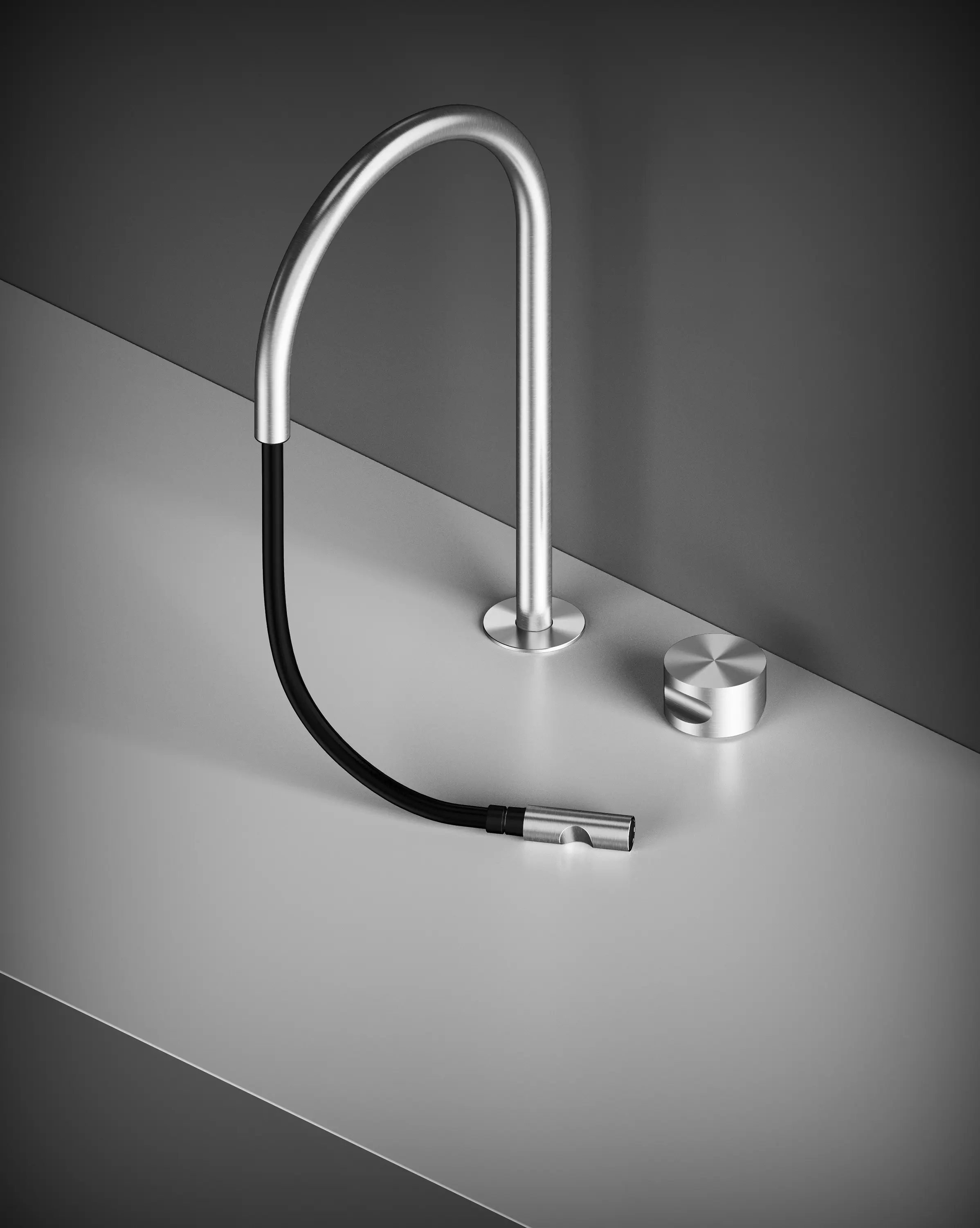 Quadrodesign - Thumb | Mitigeur de cuisine 2 trous avec bec et douche extractible