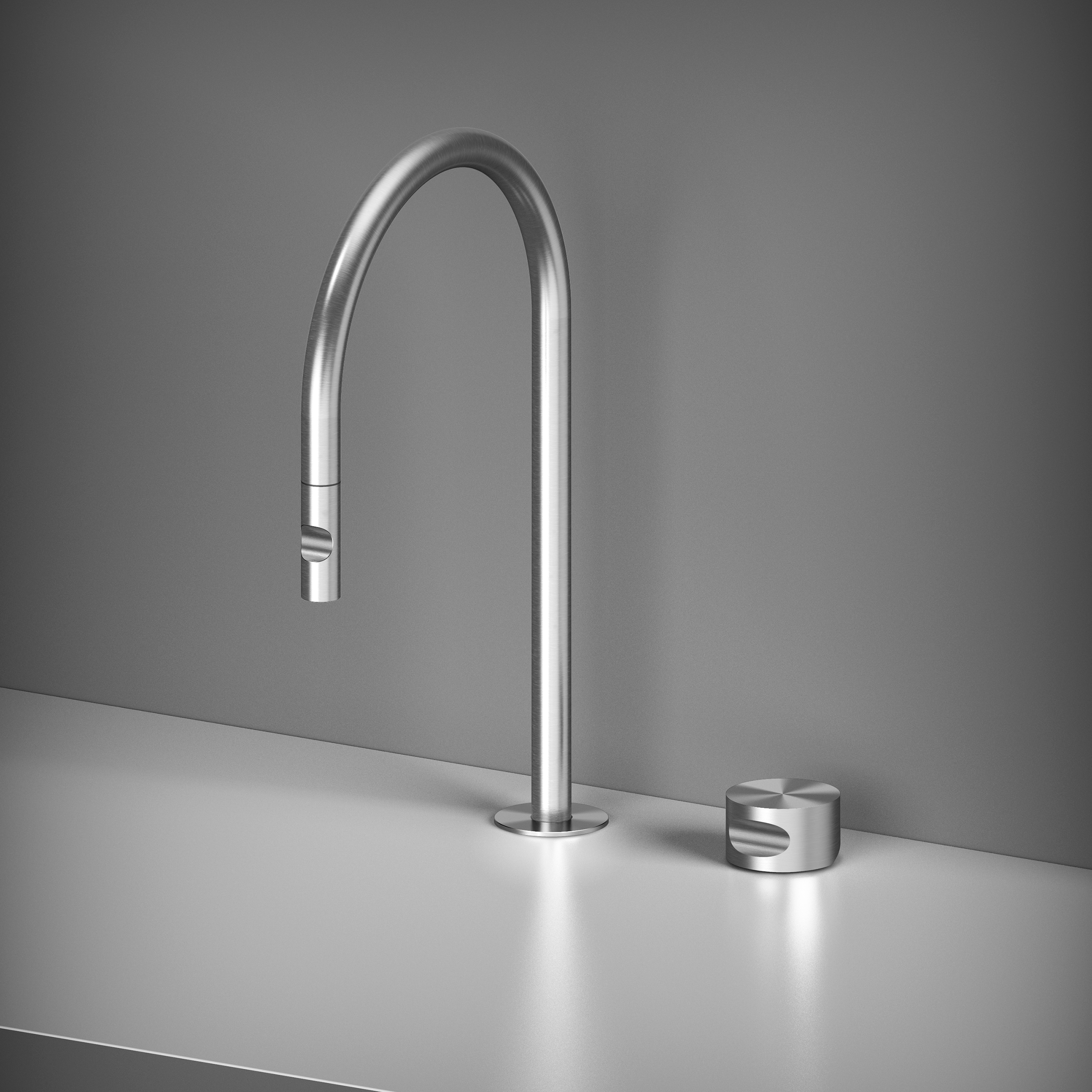 Mostra il prodotto Thumb | Miscelatore cucina 2 fori con bocca di erogazione e doccetta estraibile del produttore Quadrodesign