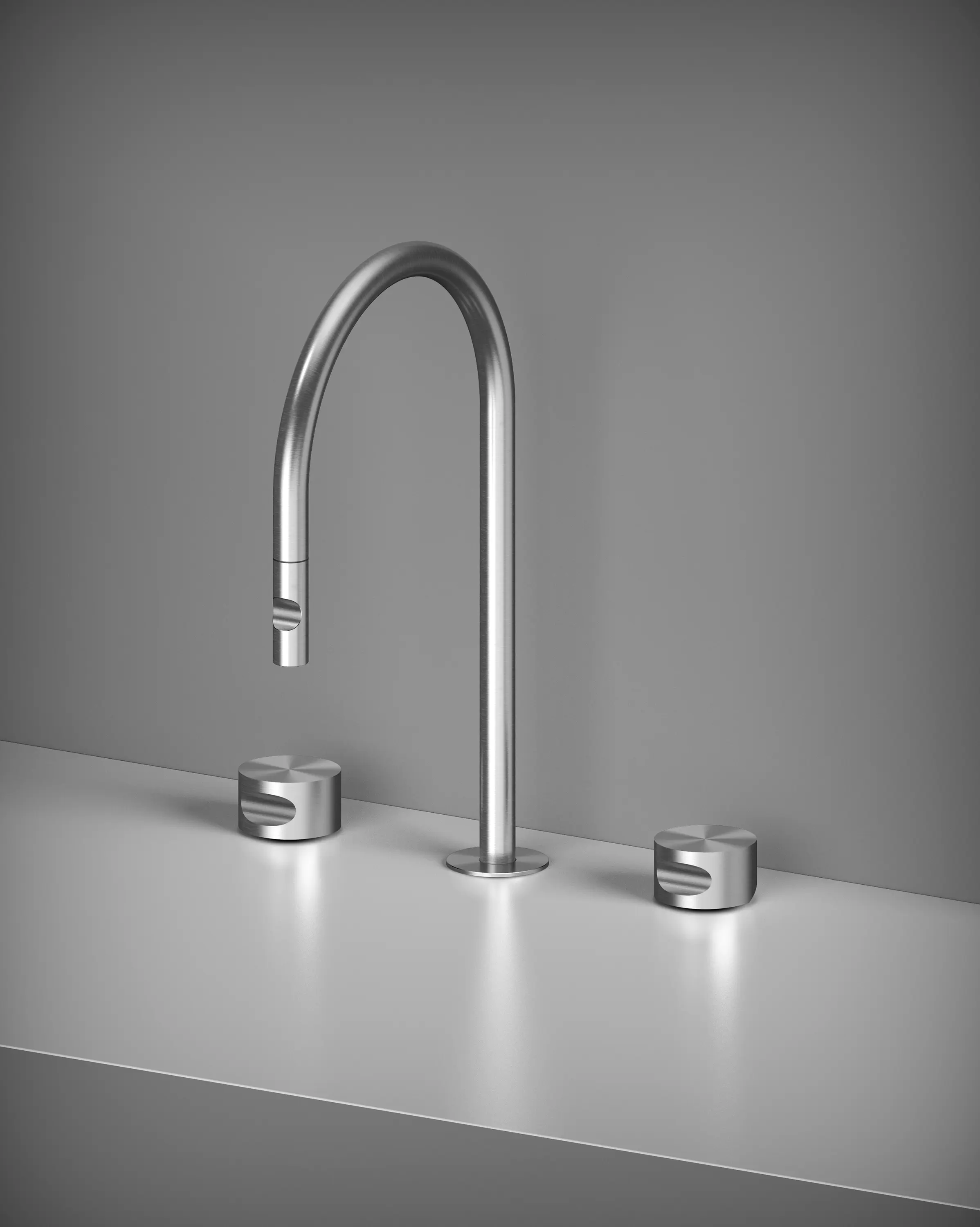 Quadrodesign - Thumb | Countertop mixer group with spout, extractable hand-shower and 2-waydiverter