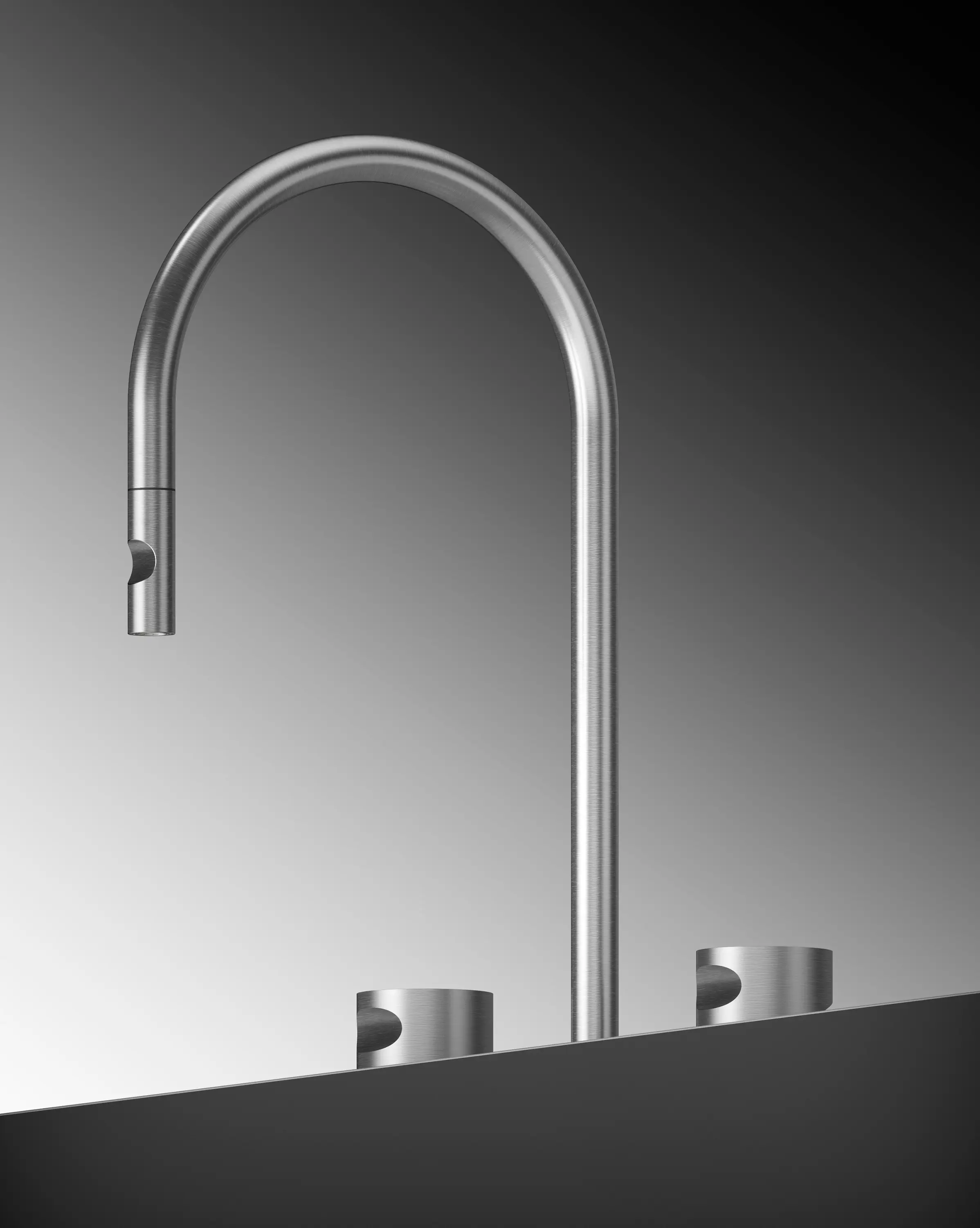 Quadrodesign - Thumb | Countertop mixer group with spout, extractable hand-shower and 2-waydiverter