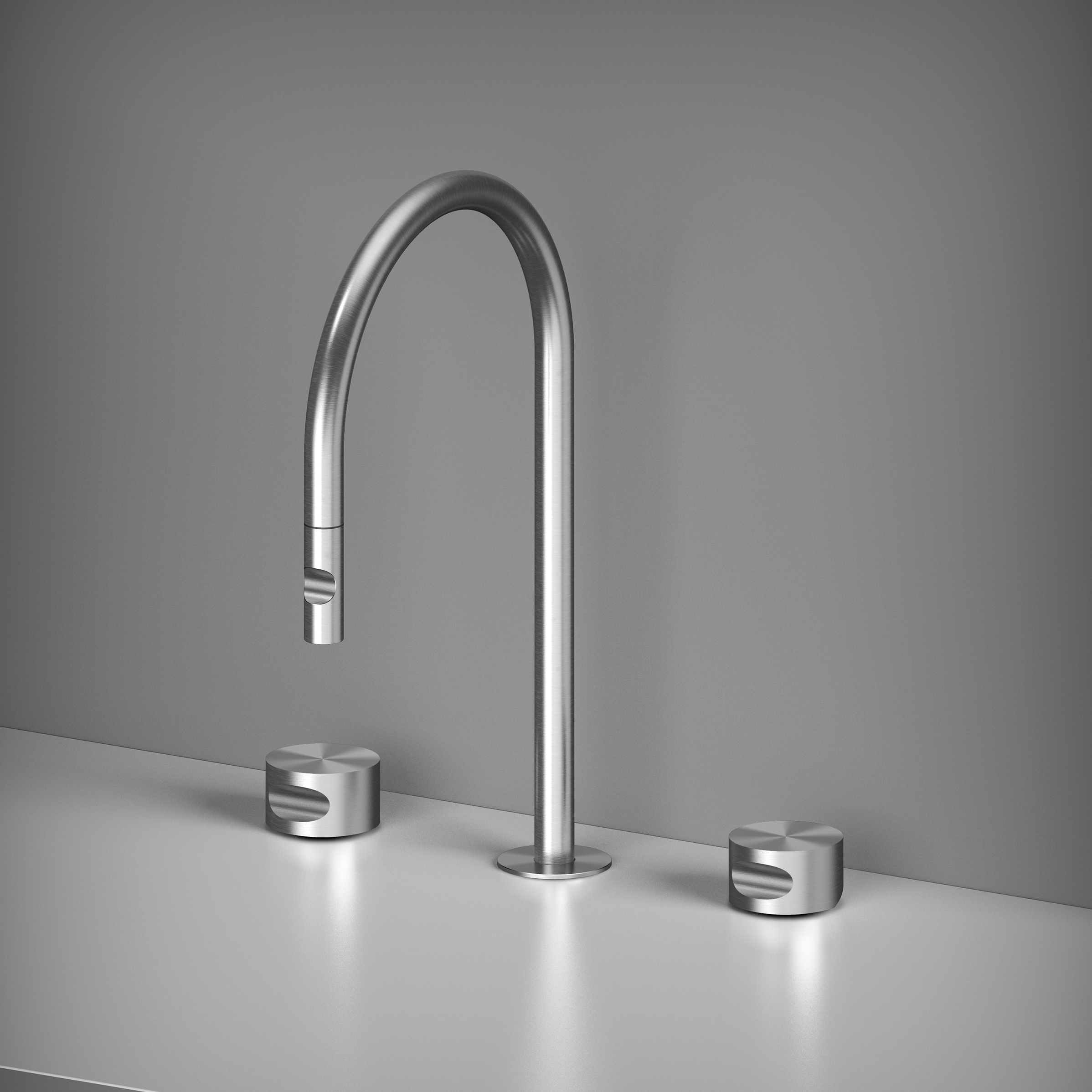 Mostrar el producto Thumb | Grupo mezclador de sobremesa con caño, ducha de mano extraíble y desviador de 2 vías del fabricante Quadrodesign