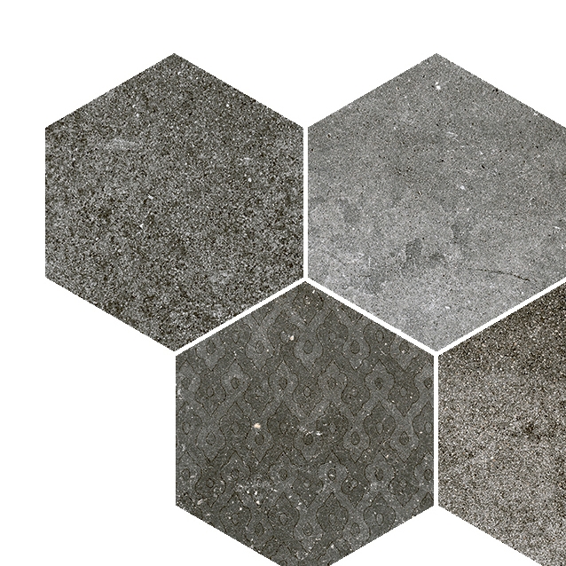 Reden | mosaico esagonale dark grey