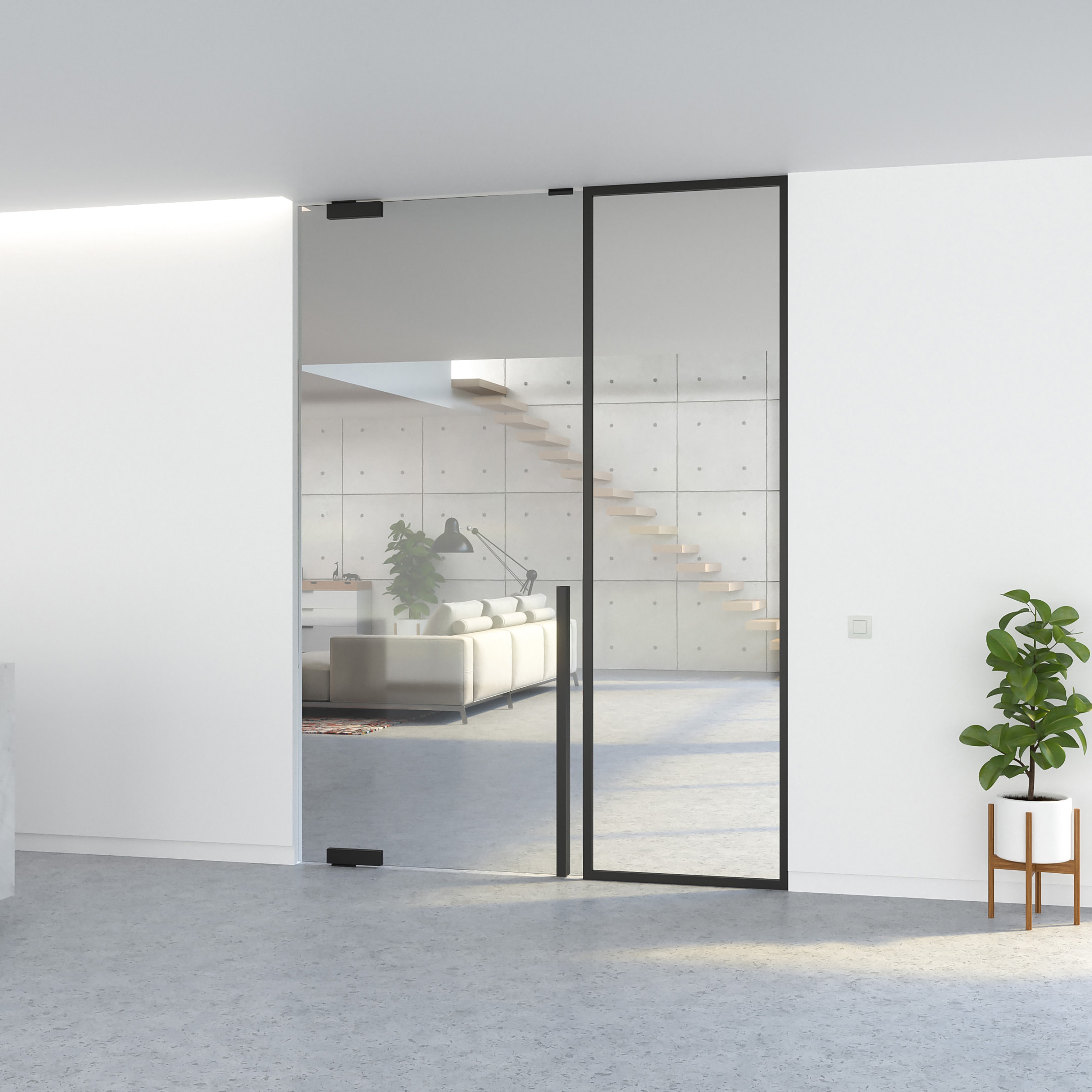 Mostrar el producto Portapivot GLASS | Puerta simple + tabique fijo del fabricante PortaPivot