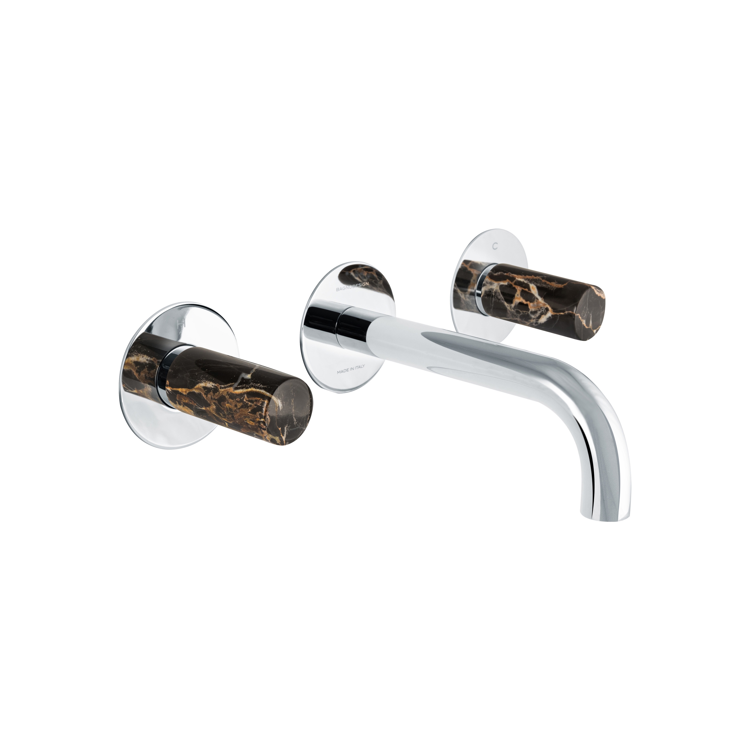 Mostra il prodotto Sestriere | 3 Hole Concealed Basin Mixer With Black Marble Handle del produttore BAGNODESIGN