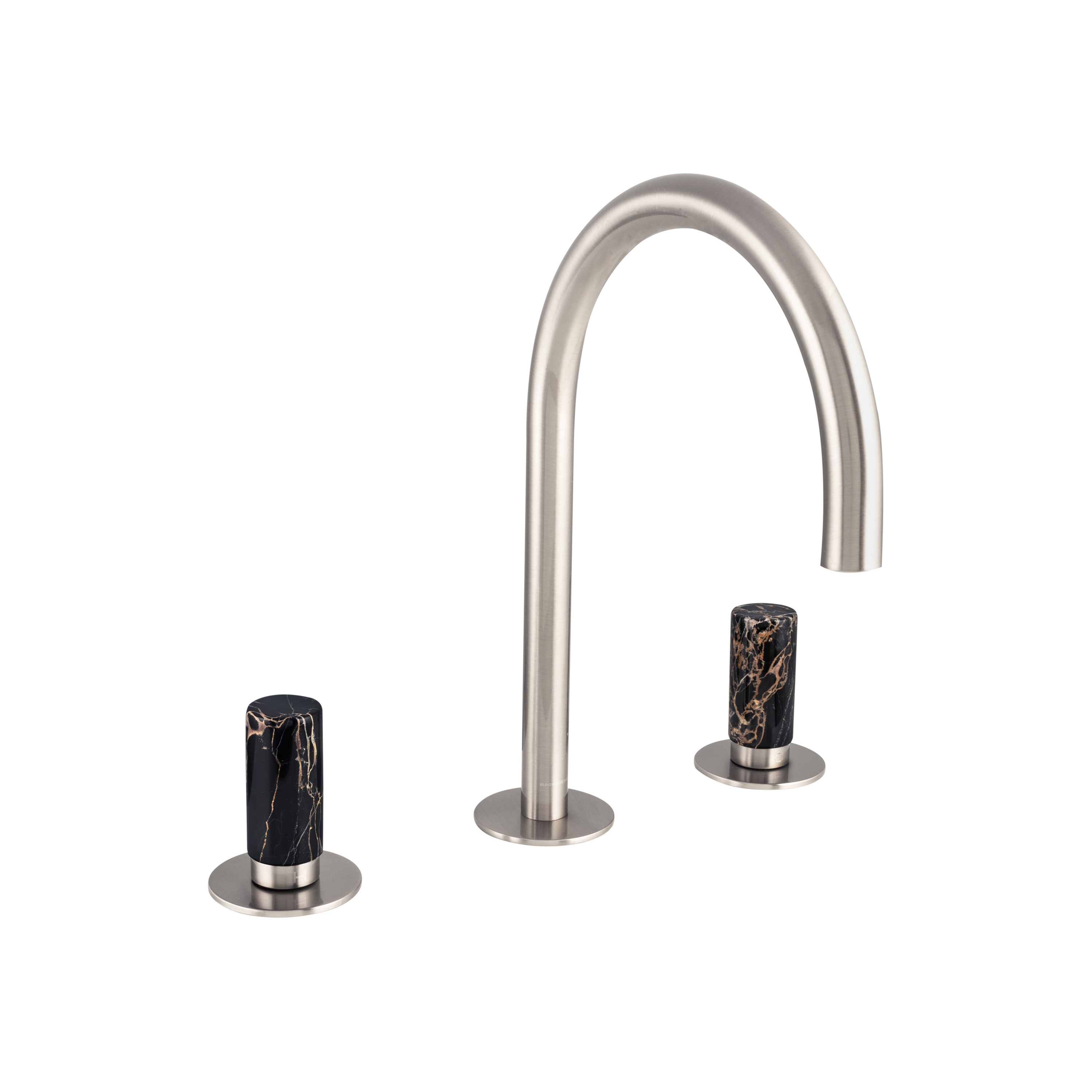 Sestriere | 3 Hole Deck Mounted Basin Mixer With Black Marble Handle