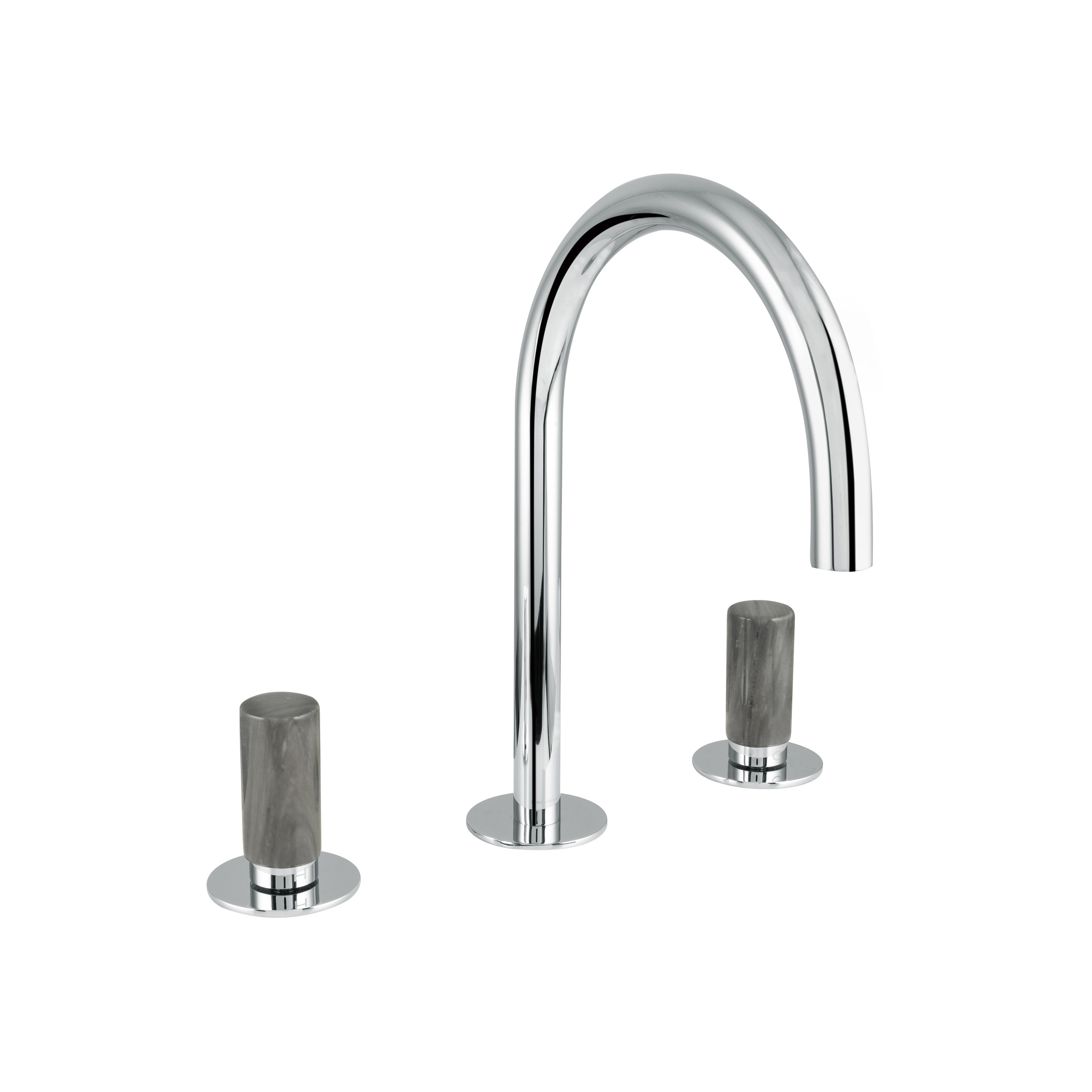 Sestriere | 3 Hole Deck Mounted Basin Mixer With Grey Marble Handle