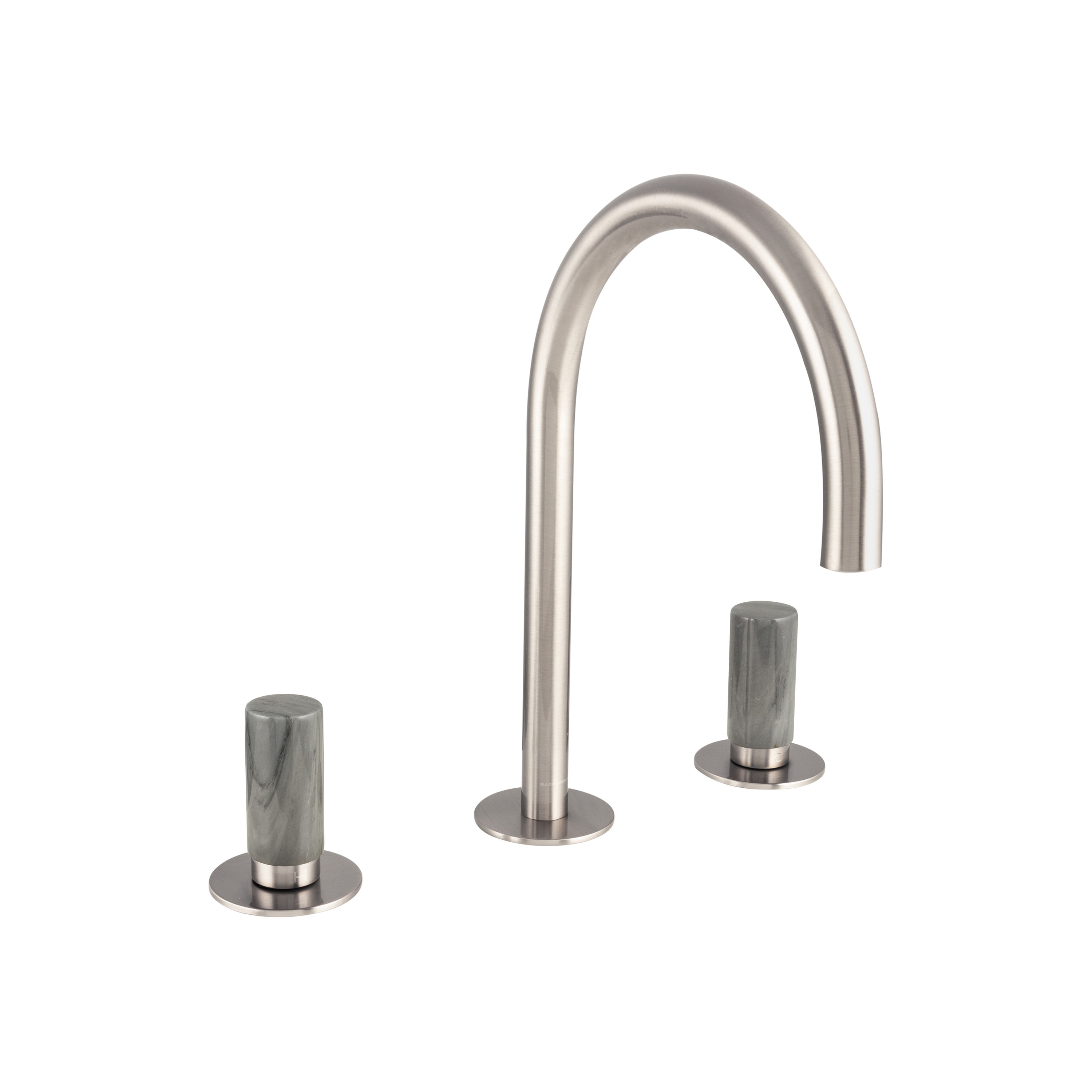 Sestriere | 3 Hole Deck Mounted Basin Mixer With Grey Marble Handle