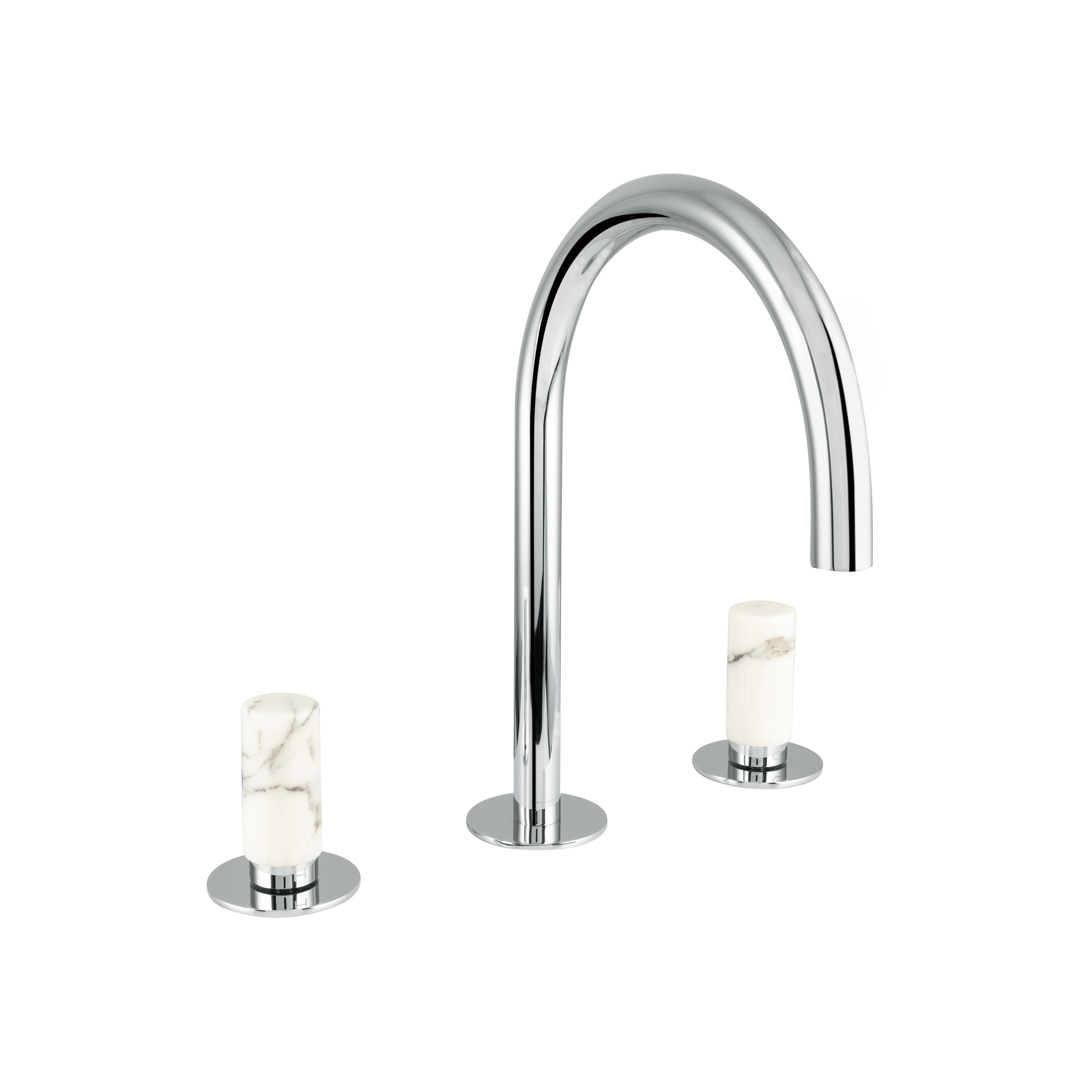 Afficher le produit Sestriere | 3 Hole Deck Mounted Basin Mixer With White Marble Handle du fabricant BAGNODESIGN