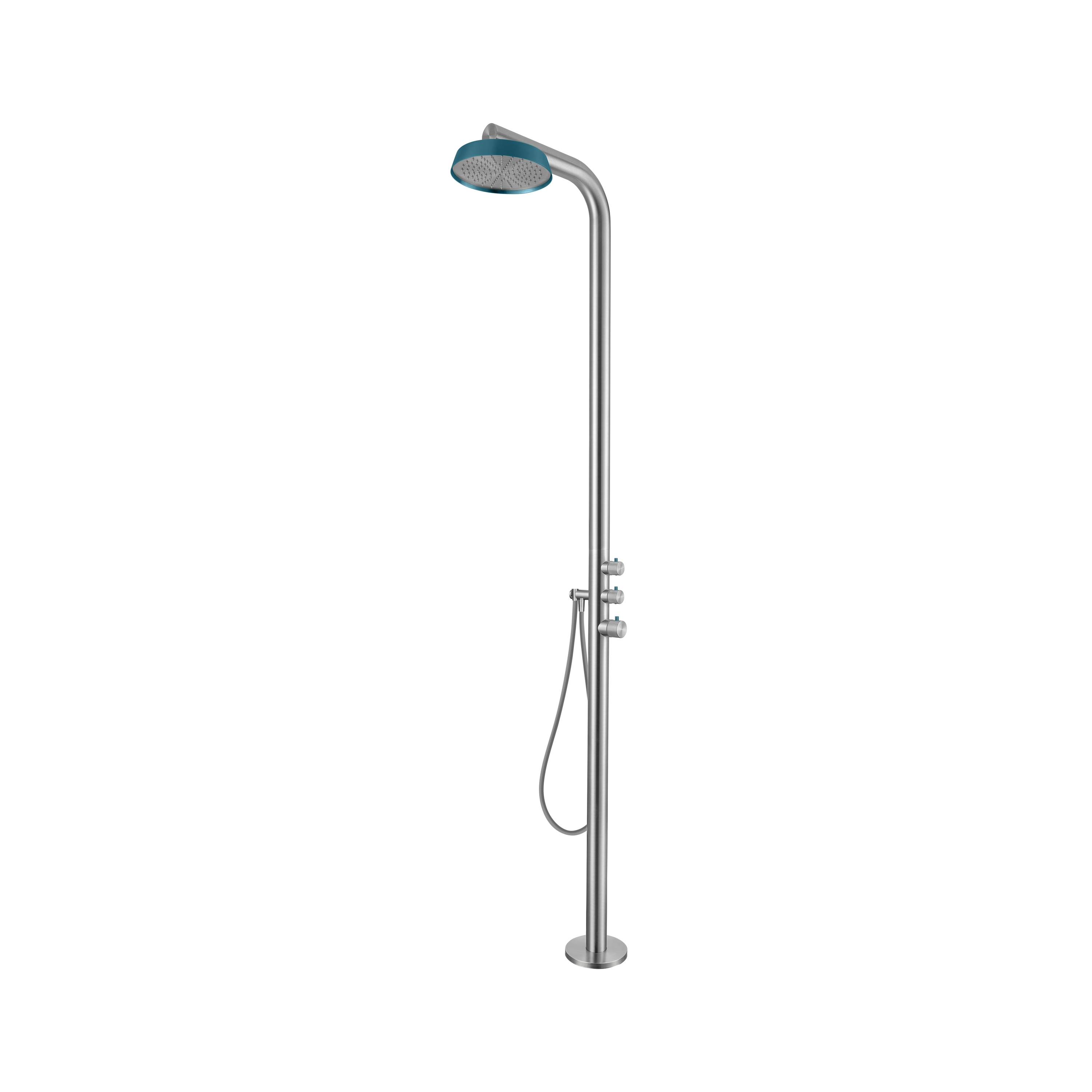 Studio 316 | Outdoor Floor Mounted Shower Column Without Hand Shower Brushed Stainless Steel/Armour Midnight