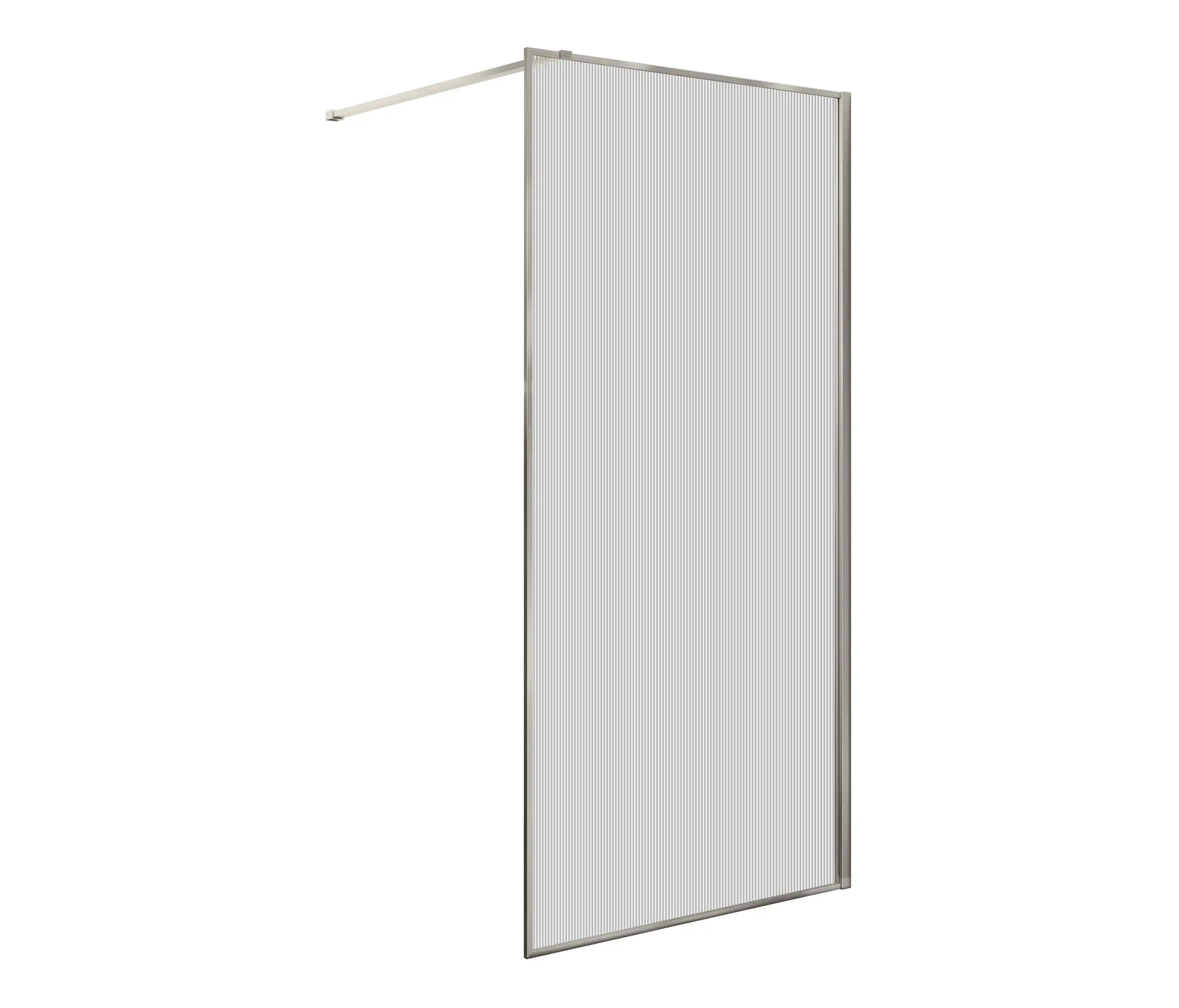 BAGNODESIGN - Studio 316 | Walk-In Shower Panel Fluted Glass 900X2000 Mm Brushed Inox