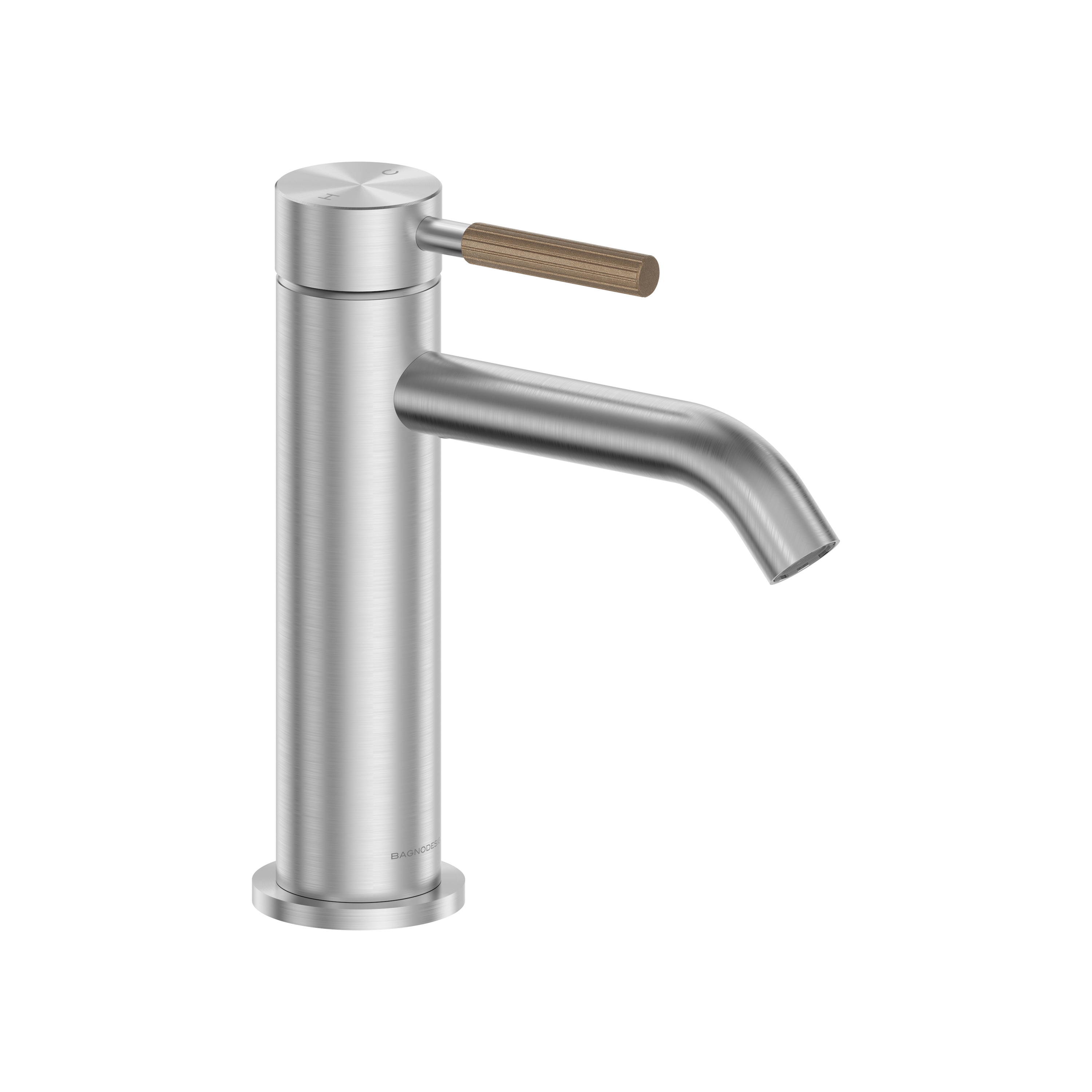 Vertoon produk Studio 316 | Deck Mounted Mono Basin Mixer Without Waste Brushed Stainless Steel/Armour Cocoa van vervaardiger BAGNODESIGN