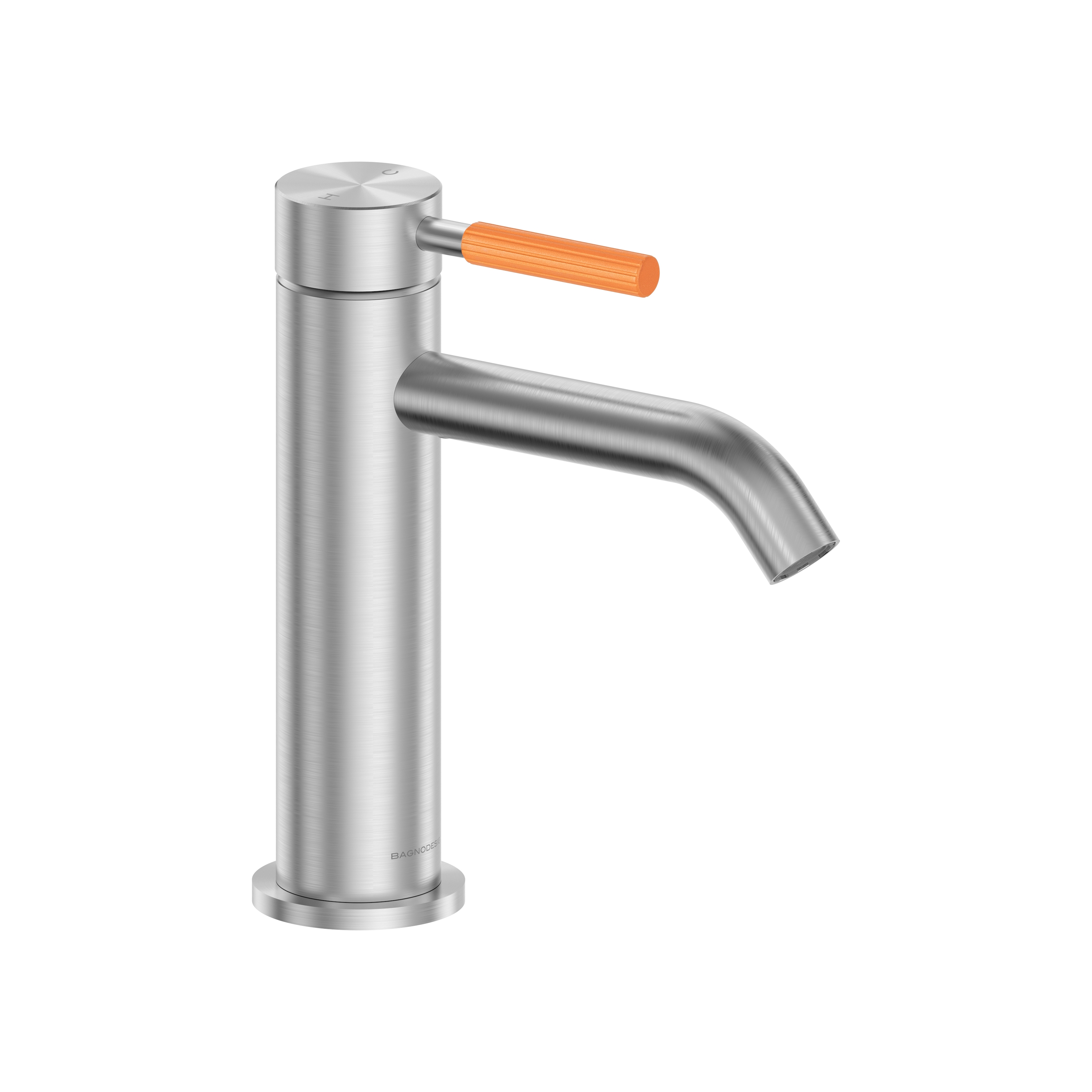 Studio 316 | Deck Mounted Mono Basin Mixer Without Waste Brushed Stainless Steel/Armour Mandarin