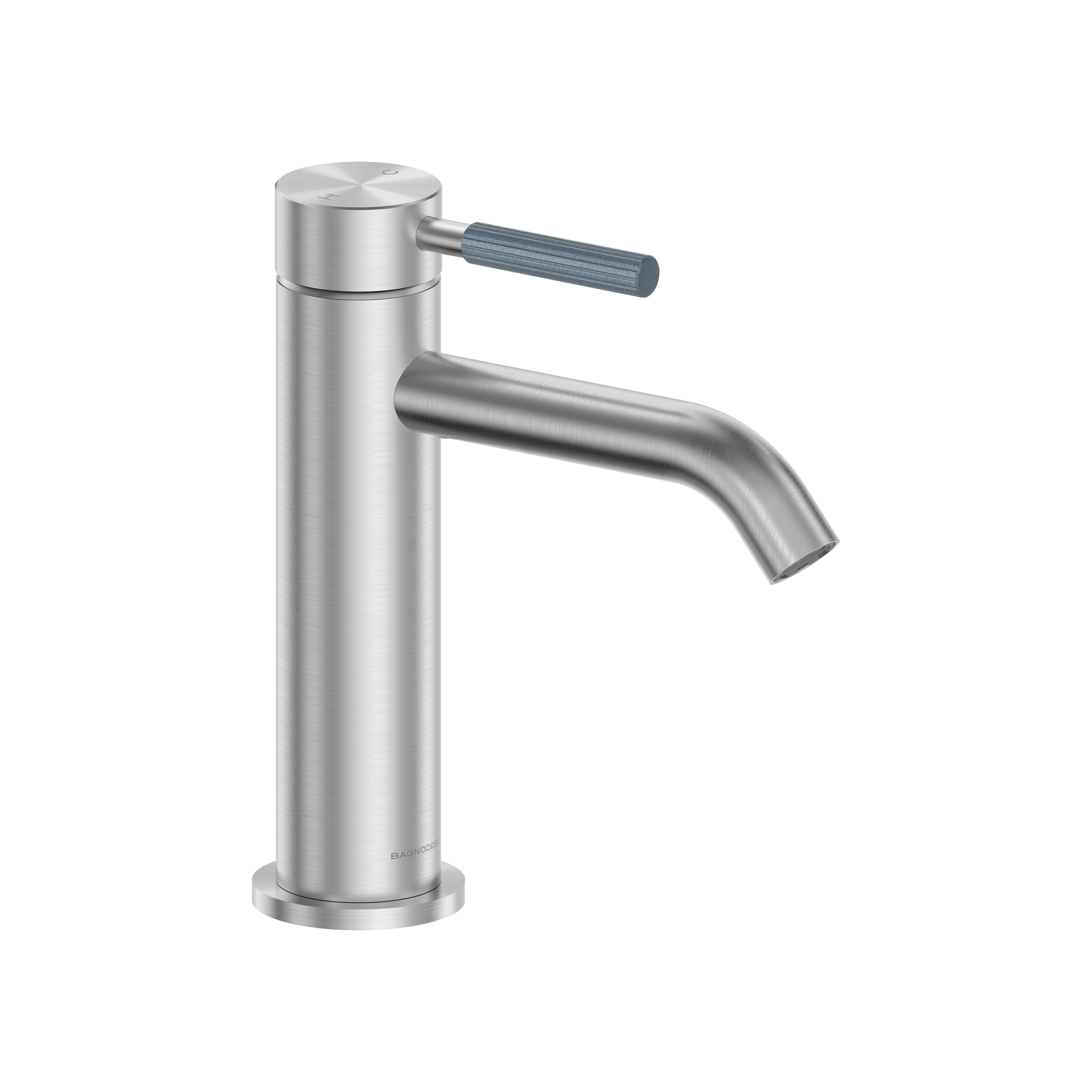 Studio 316 | Deck Mounted Mono Basin Mixer Without Waste Brushed Stainless Steel/Armour Midnight