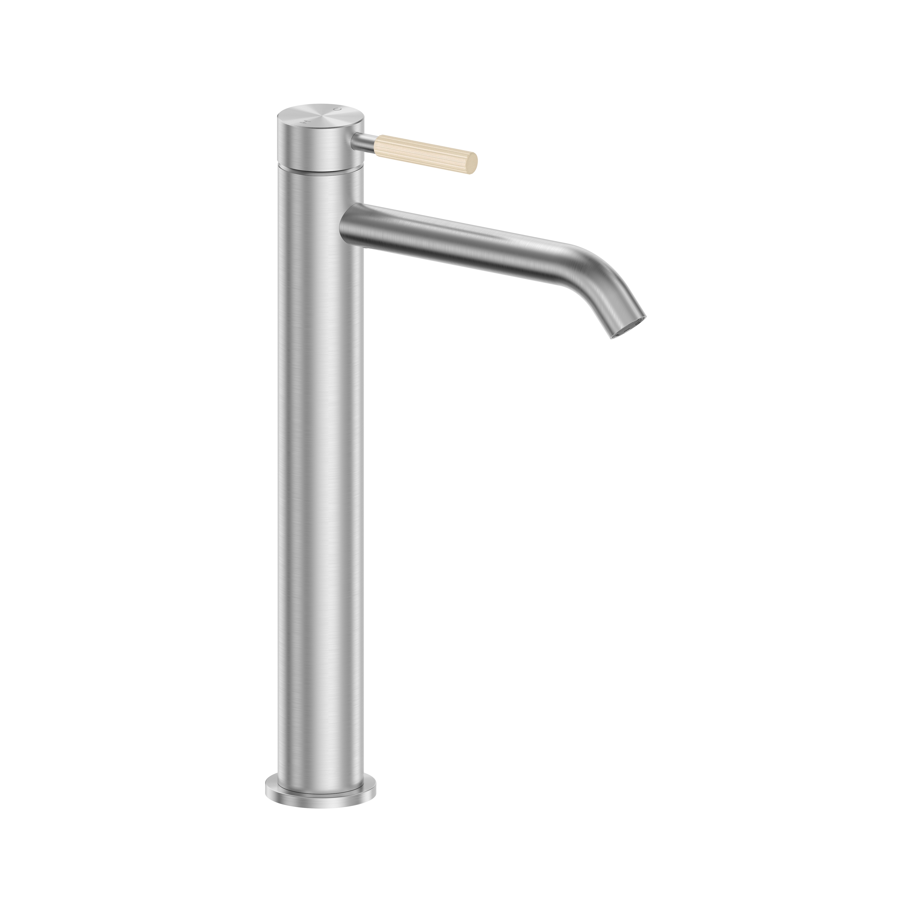 Studio 316 | Deck Mounted Tall Mono Basin Mixer Without Waste Brushed Stainless Steel/Armour Caramel