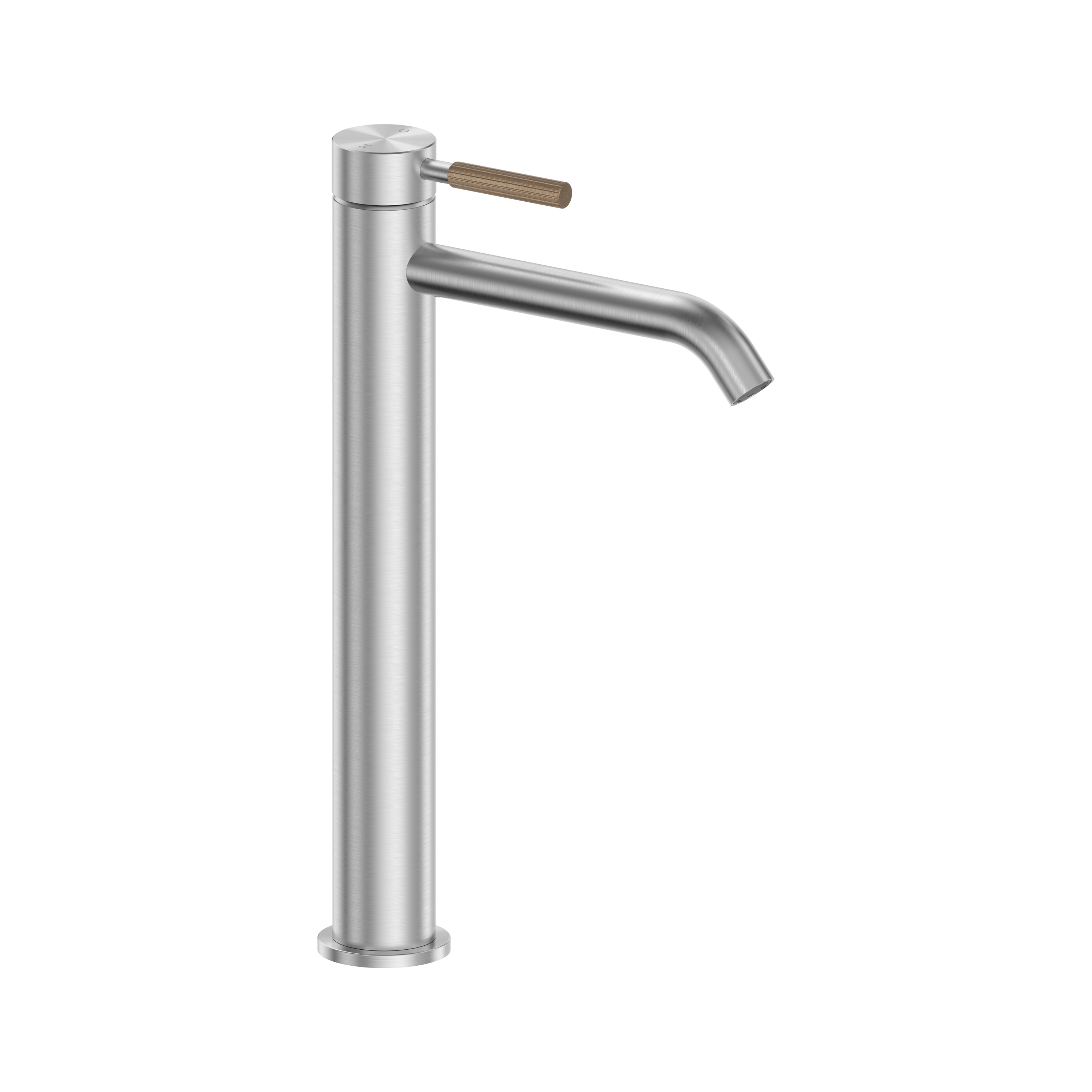 Studio 316 | Deck Mounted Tall Mono Basin Mixer Without Waste Brushed Stainless Steel/Armour Cocoa