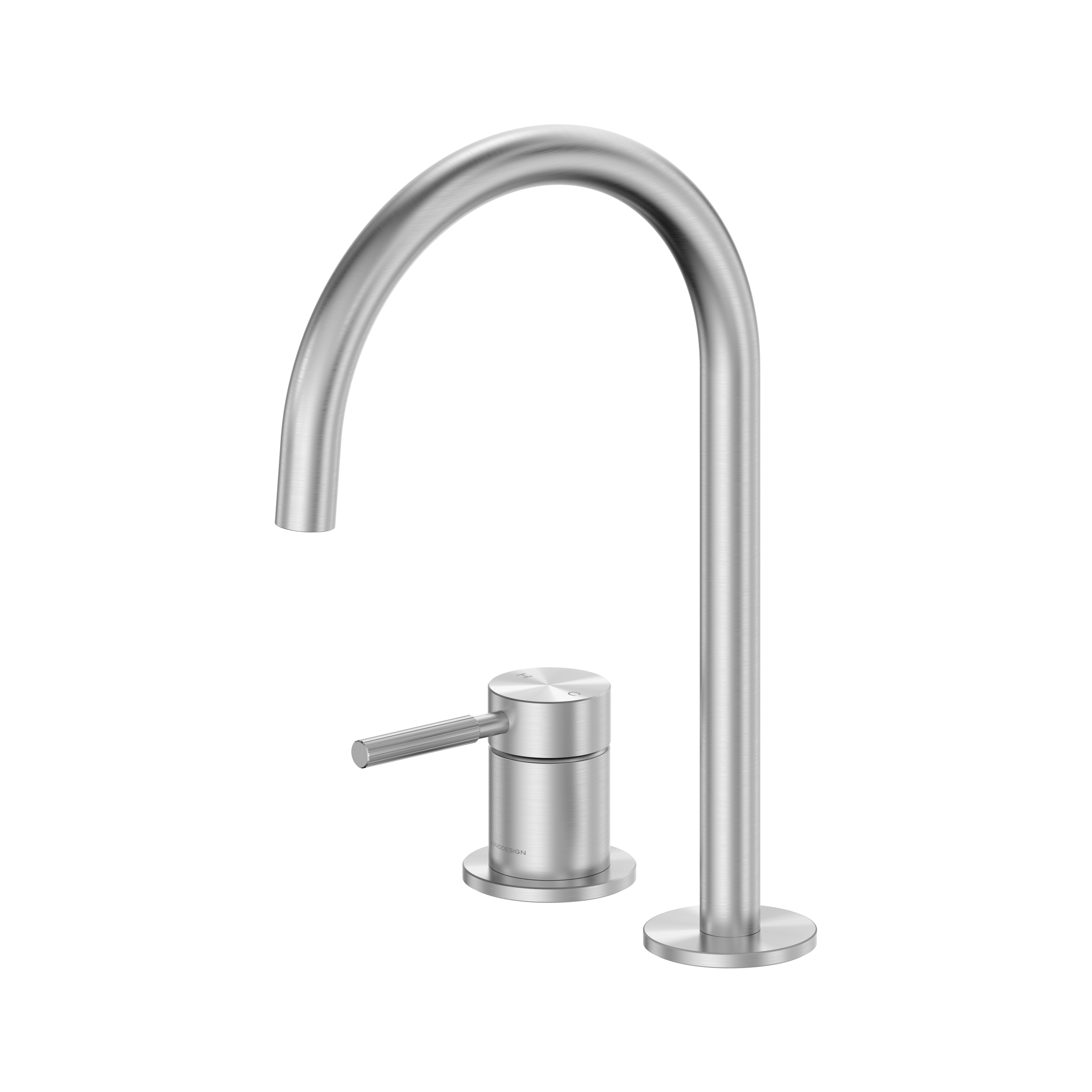 Display product Studio 316 | Deck Mounted 2 Hole Basin Mixer Without Waste Brushed Stainless Steel from manufacturer BAGNODESIGN