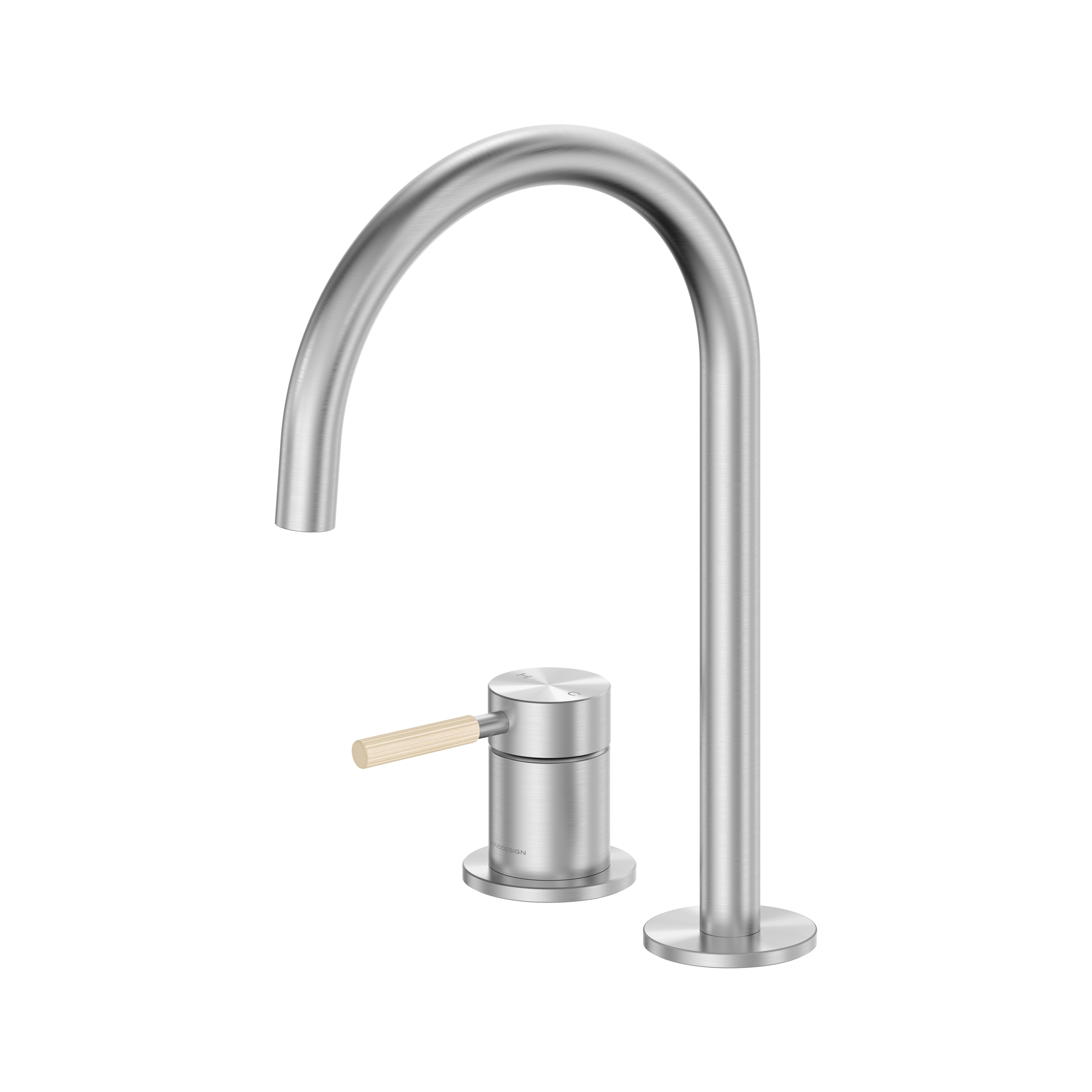 Studio 316 | Deck Mounted 2 Hole Basin Mixer Without Waste Brushed Stainless Steel/Armour Caramel