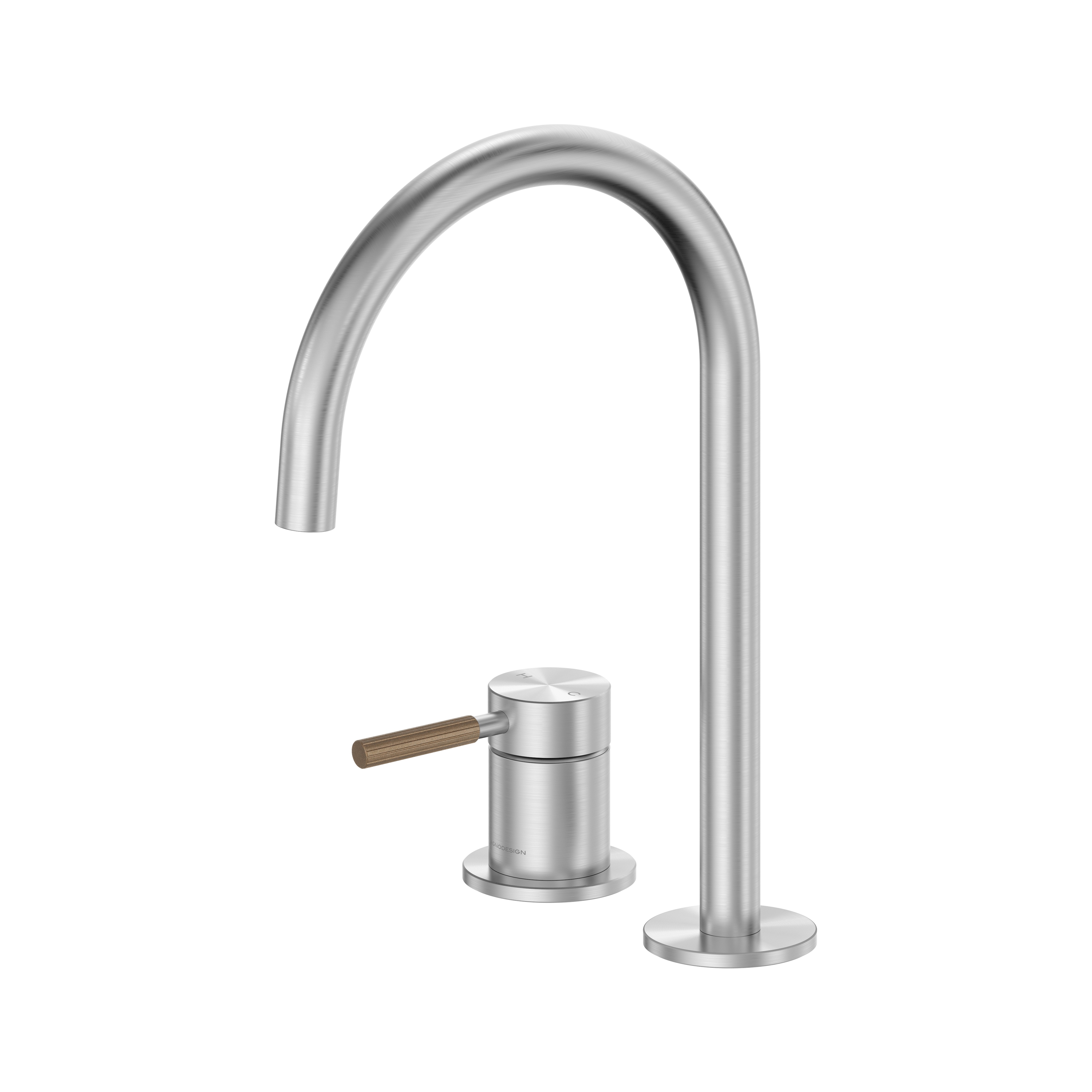 Studio 316 | Deck Mounted 2 Hole Basin Mixer Without Waste Brushed Stainless Steel/Armour Cocoa