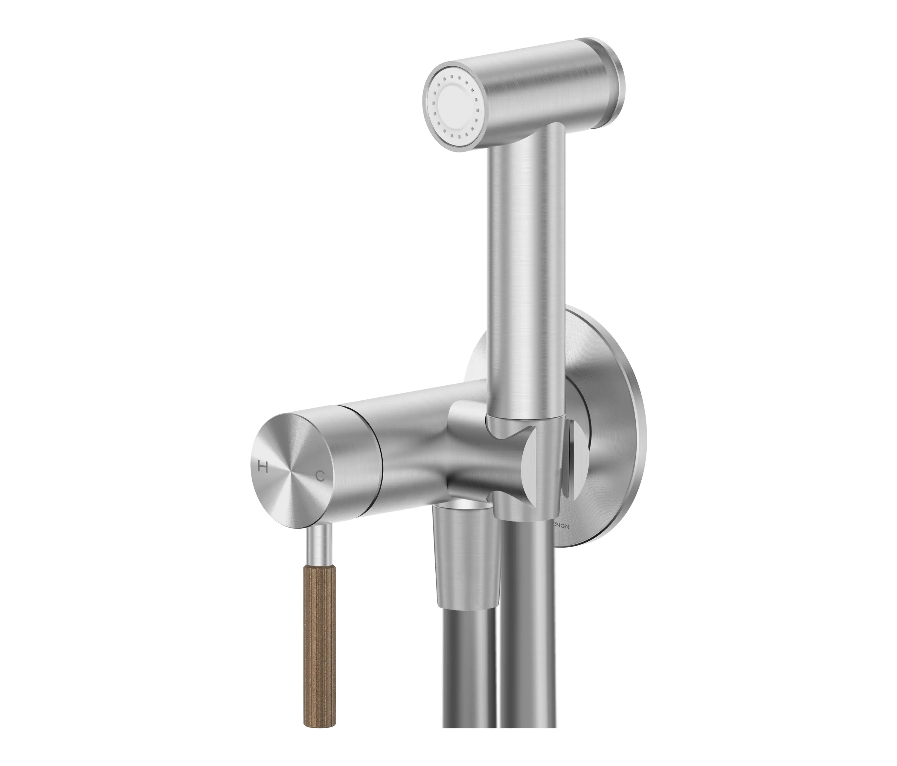 BAGNODESIGN - Studio 316 | Wall Mounted Bidet Spray Mixer Kit Brushed Stainless Steel/Armour Cocoa